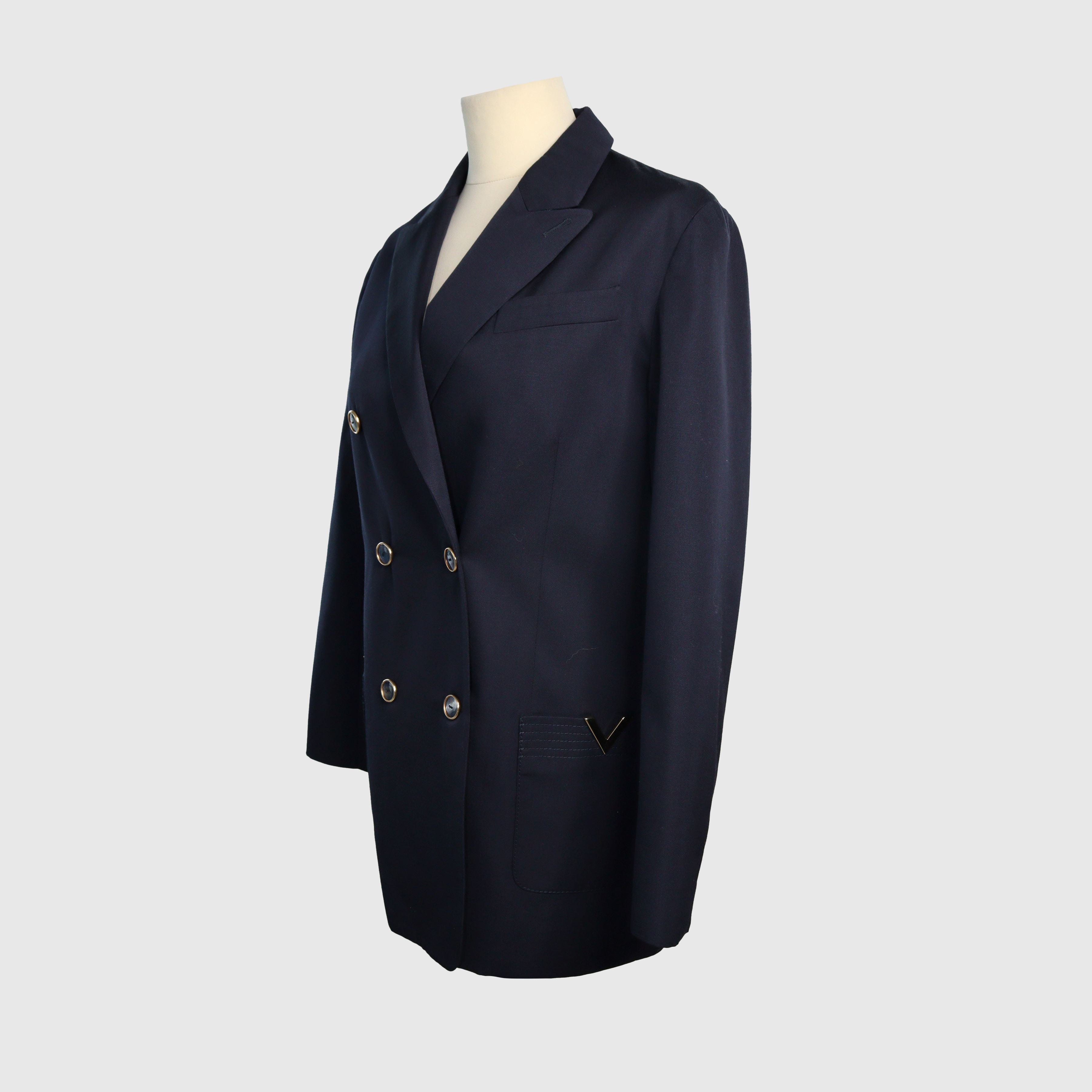 Navy Blue Button Blazer Clothing Valentino 
