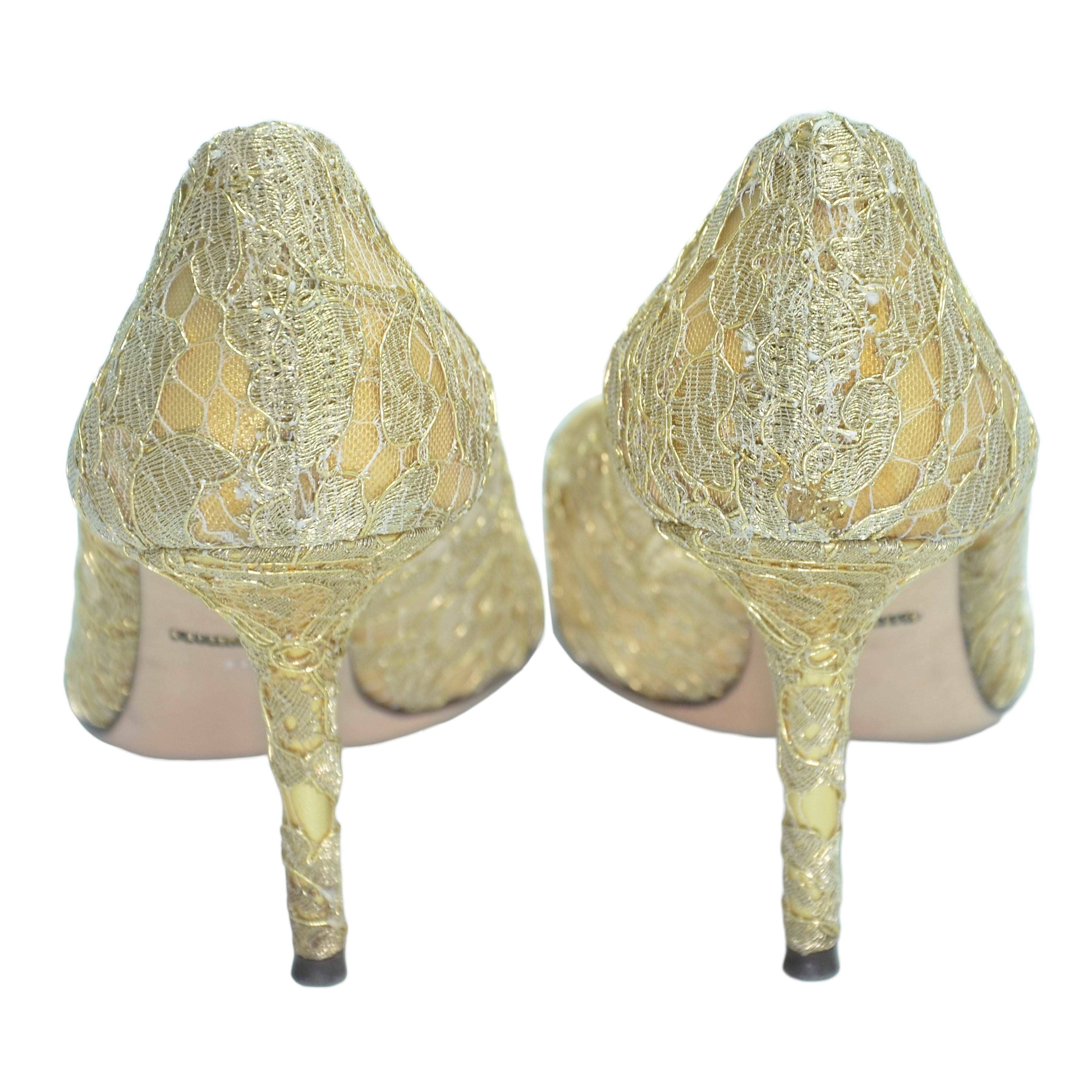 Gold Lace Bellucci Crystal Embellished Pumps Shoes Dolce & Gabbana