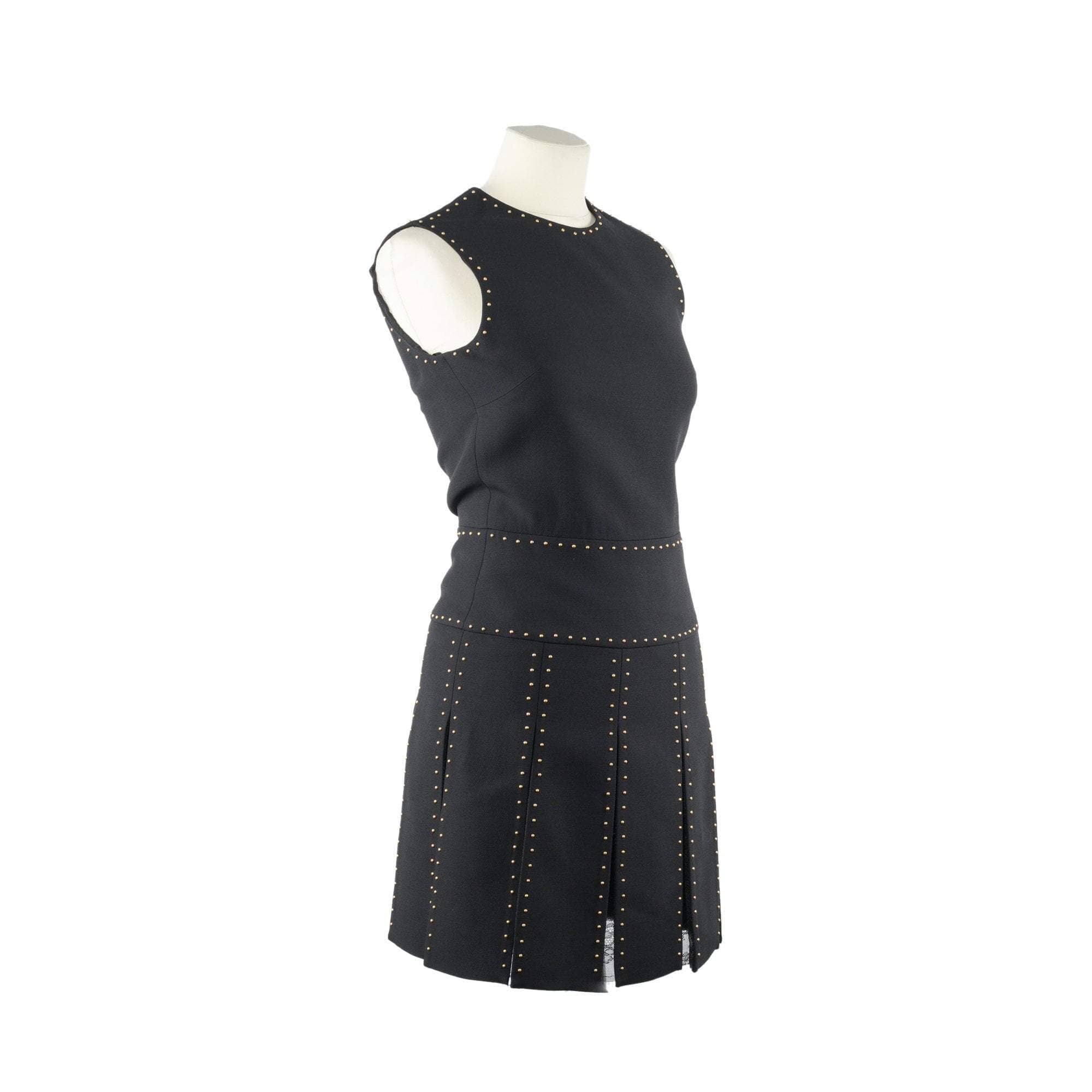 Valentino Black Lace Stud Embellished Paneled Dress Clothing Valentino 