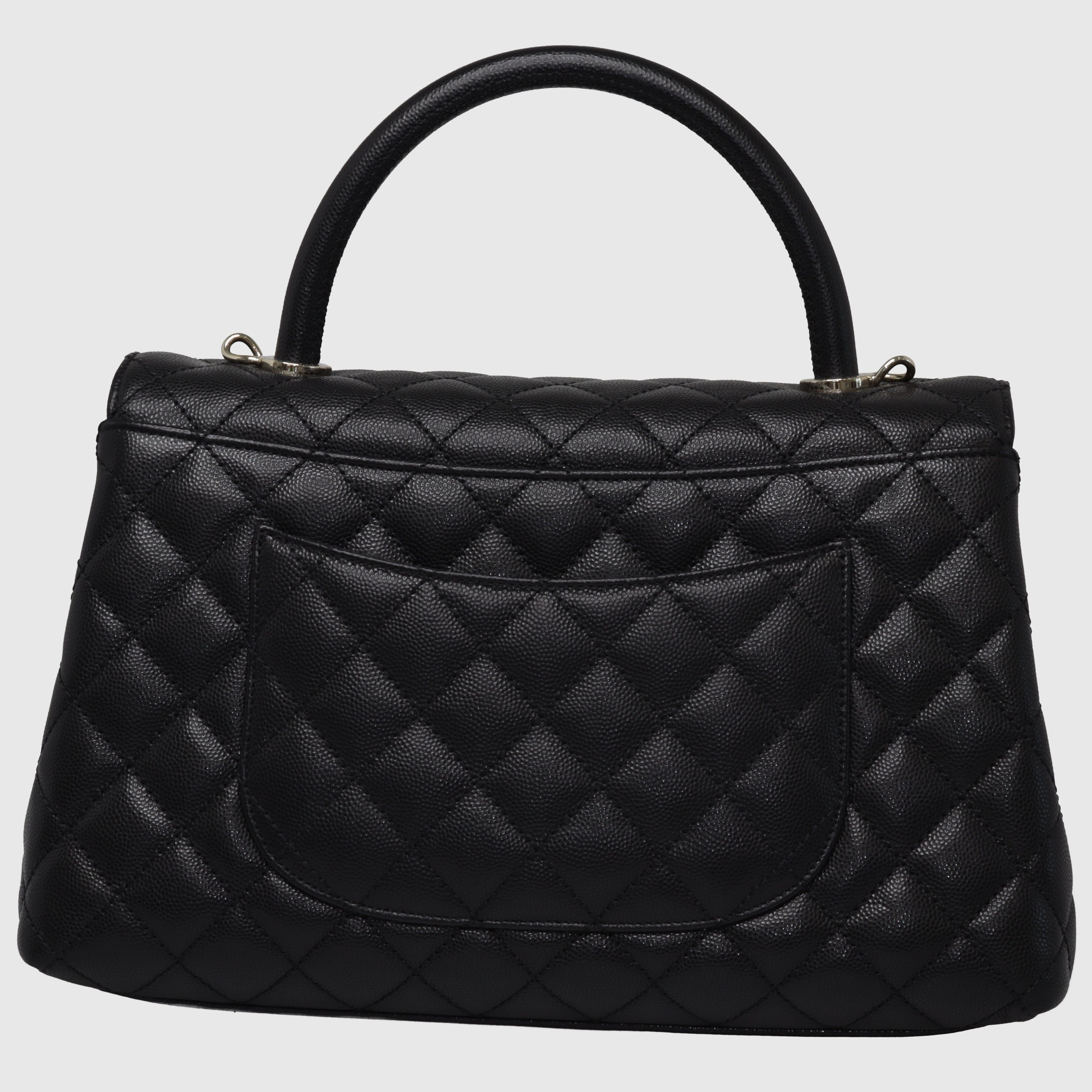 Black Quilted Caviar Coco Top Handle Gold Hardware Bags Chanel 