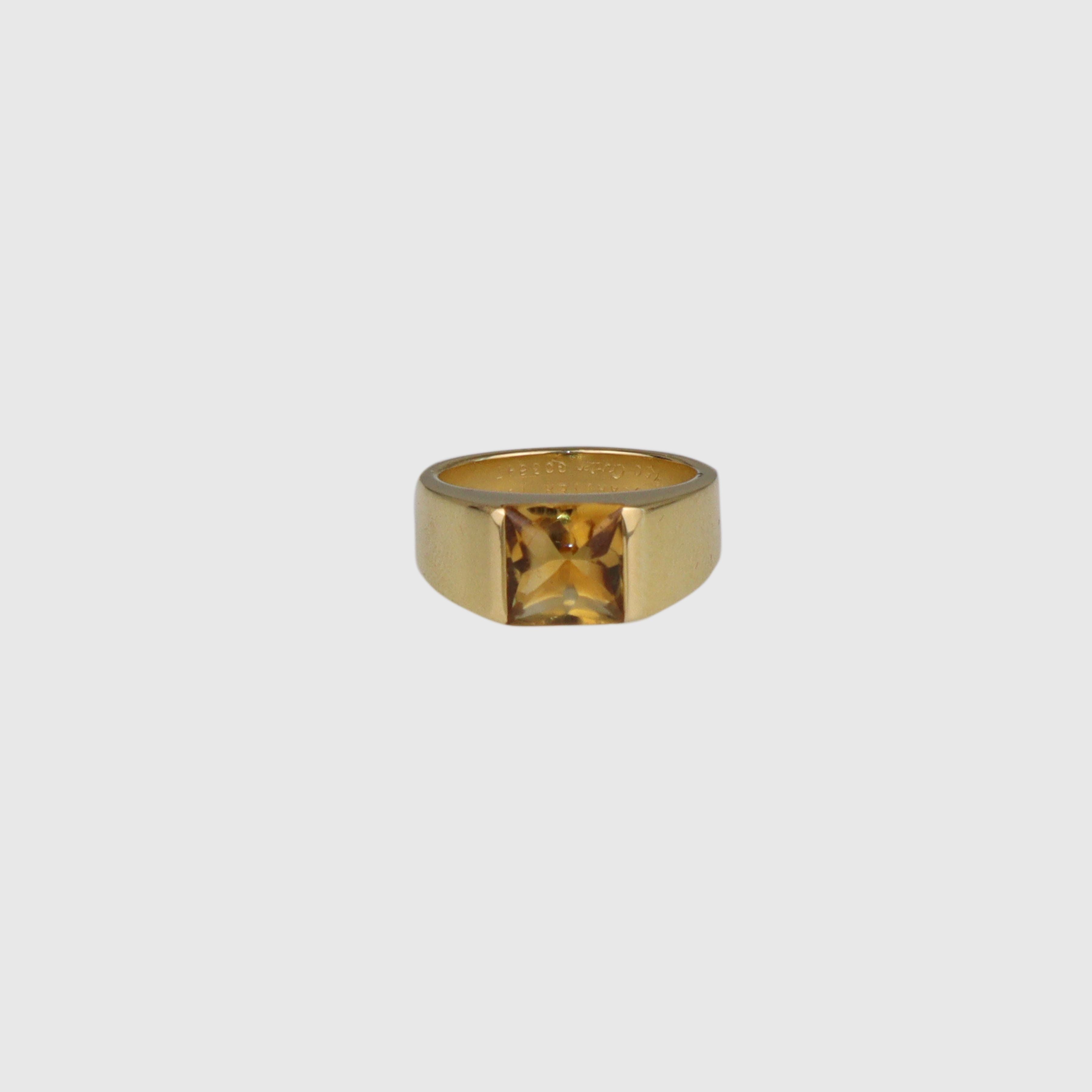 Gold/Deep Yellow Citrine Tank Band Solo Ring Fine Jewelry Cartier 