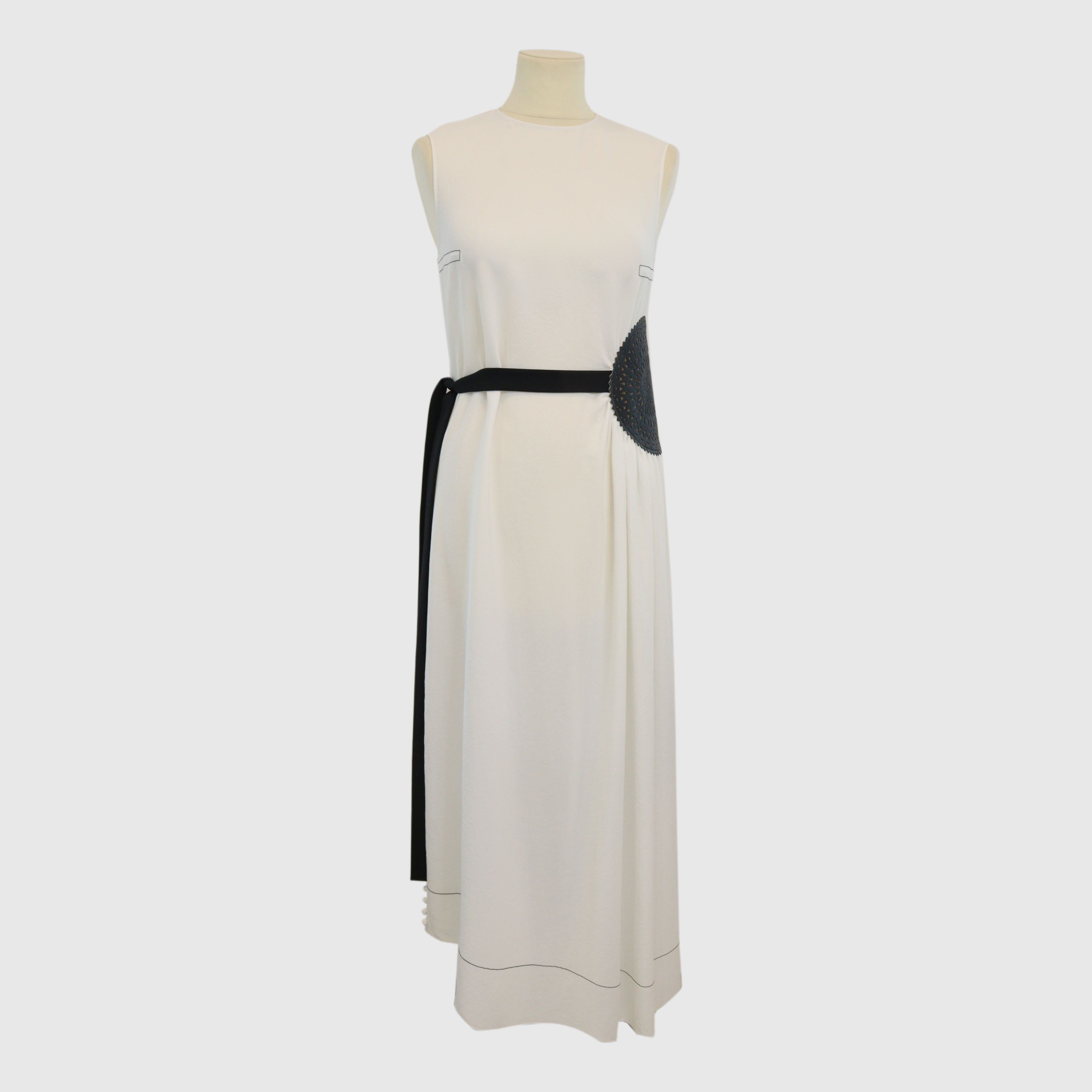 White/Black Sleeveless Detail Dress Clothing Loewe 