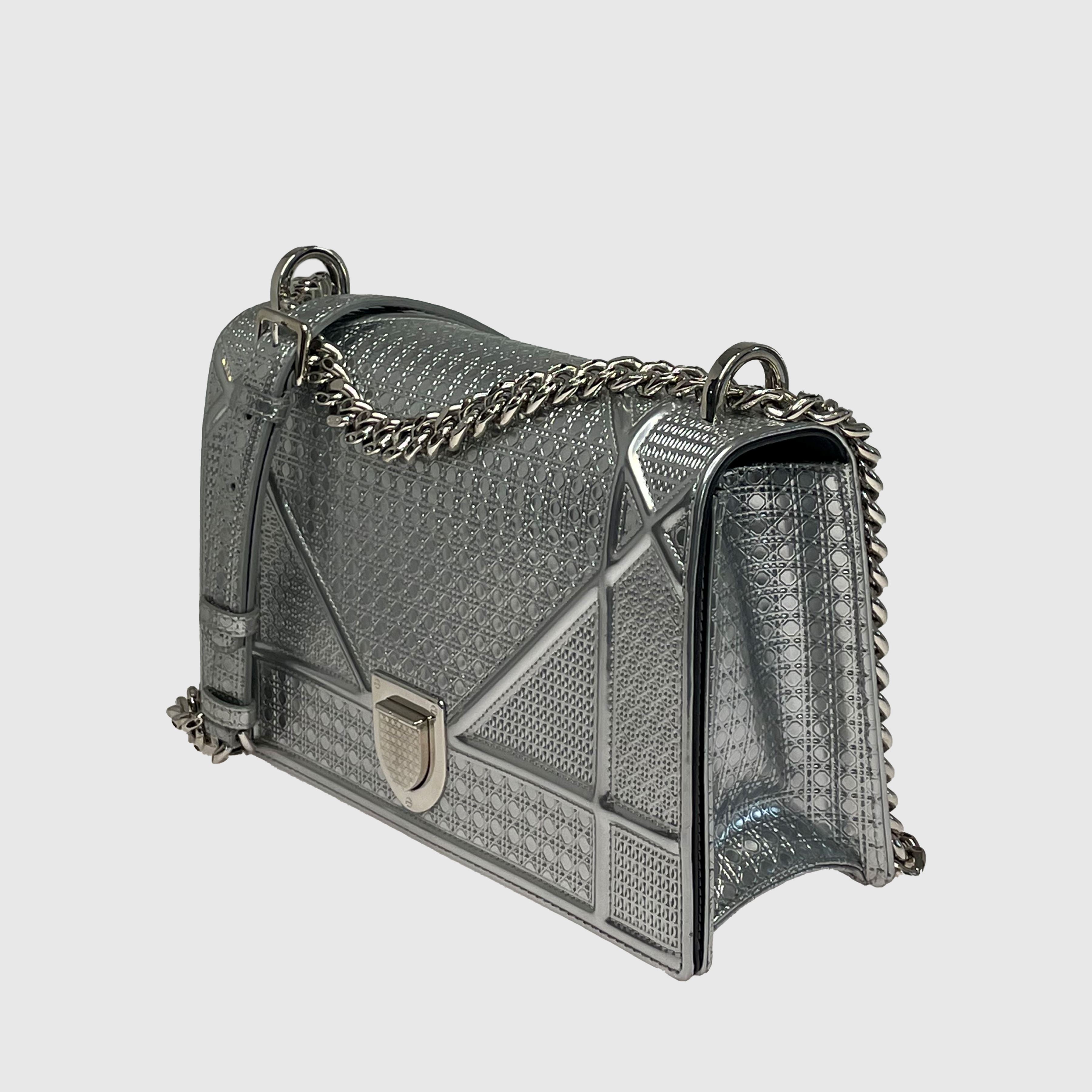 Metallic Micro Cannage Diorama Flap Bag Bags Christian Dior 