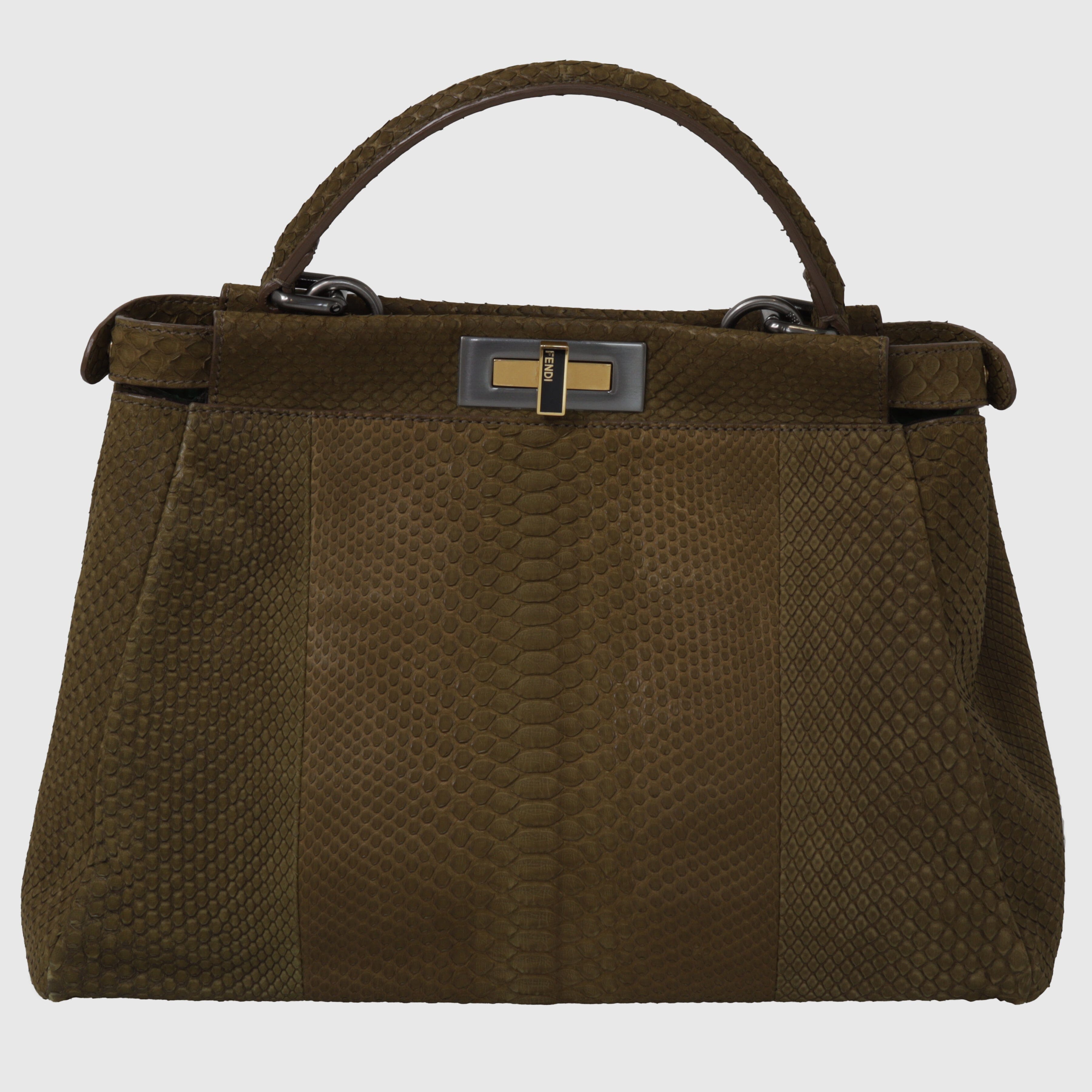 Olive Peekaboo Top Handle Bag