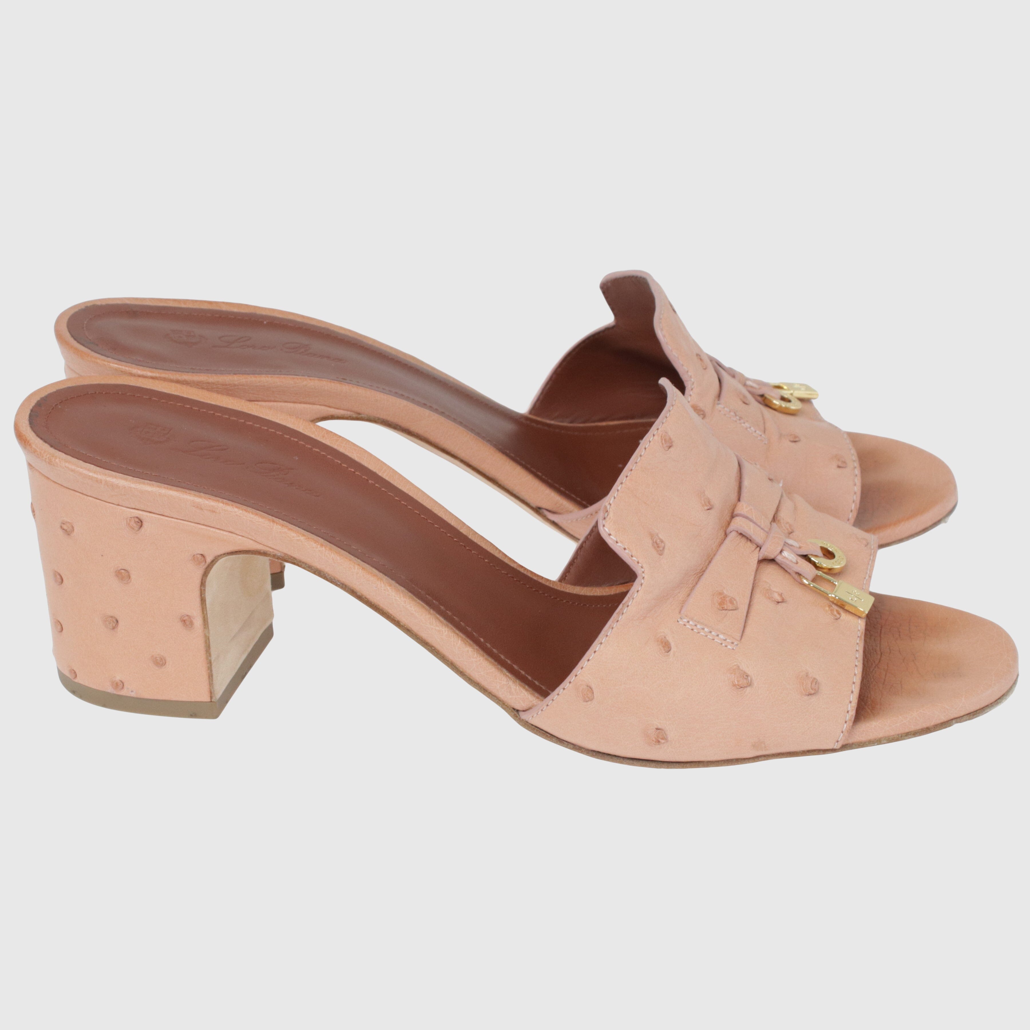 Beige Pink Summer Charm Mules Shoes Loro Piana