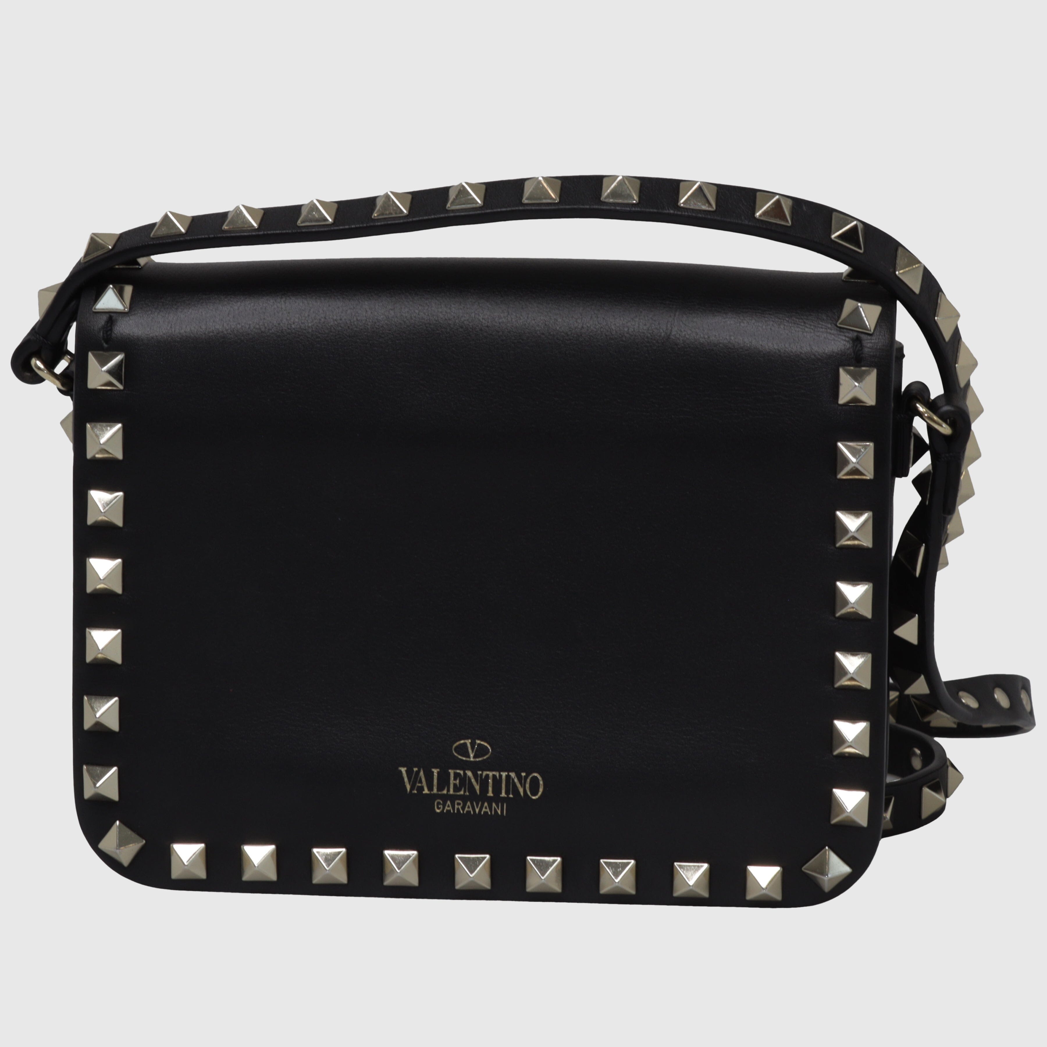 Black Small Rockstud Flap Crossbody Bag Bags Valentino 