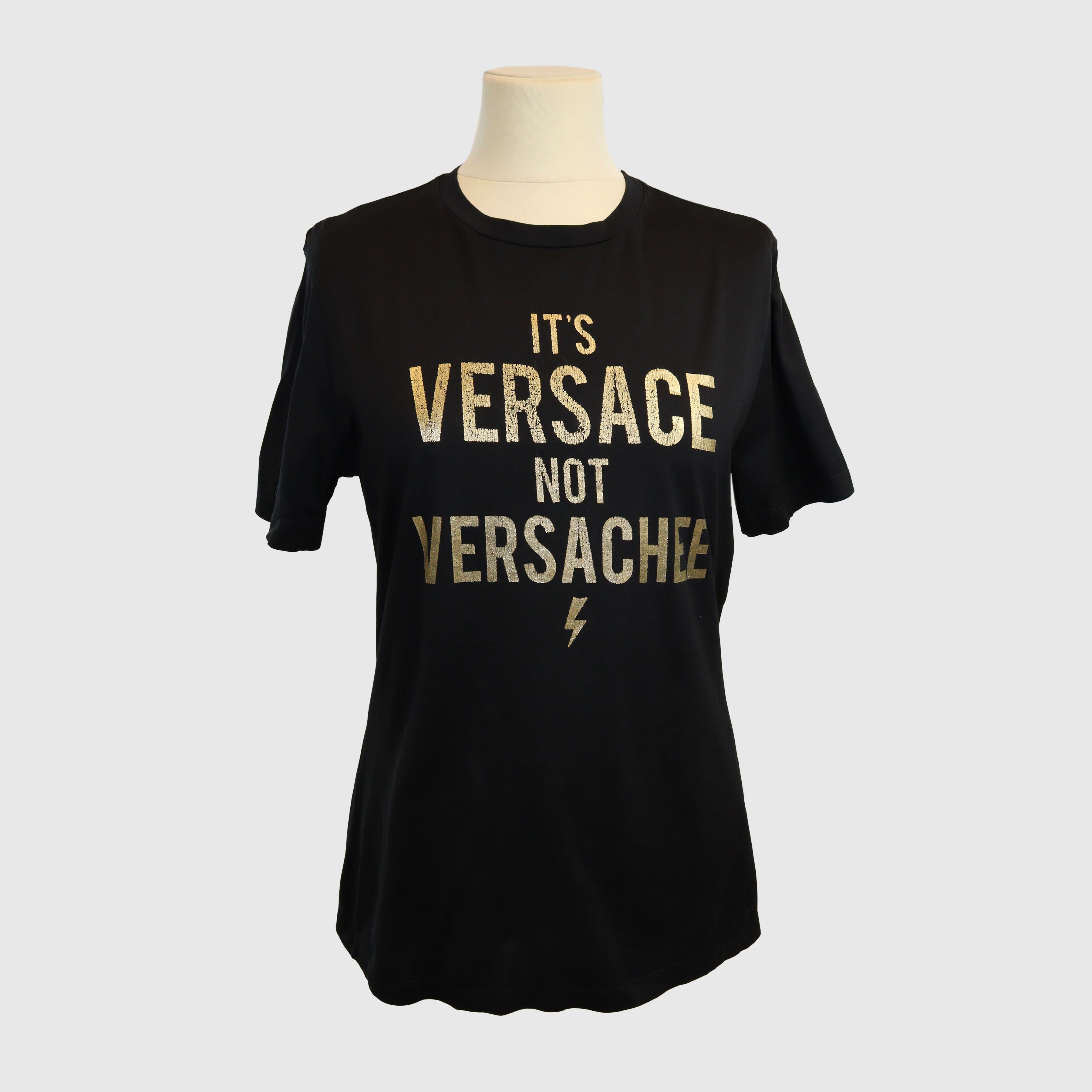 Black/Gold "Its Versace not Versachee" Tshirt Clothing Versace 