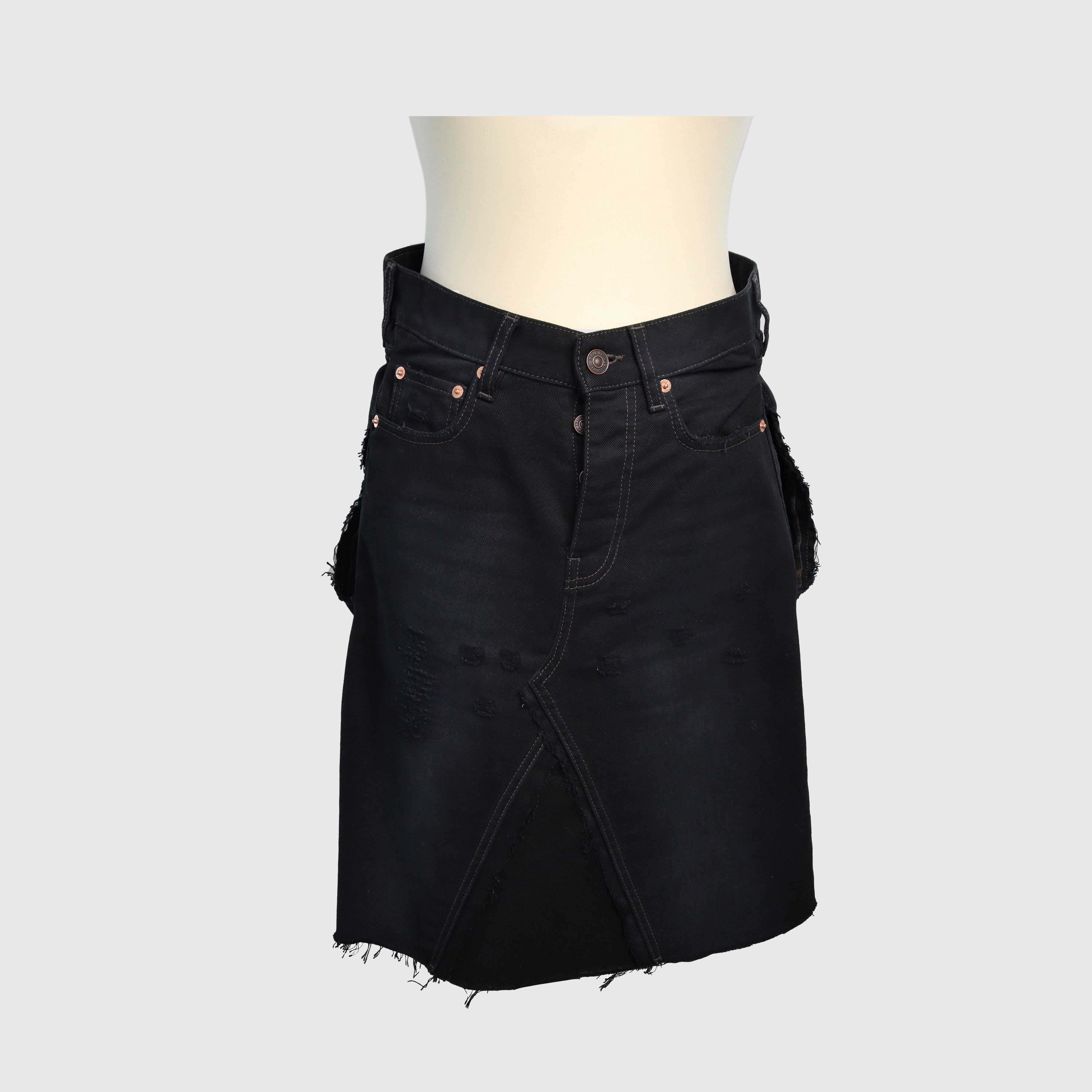 Black Rip-Detailed Denim Skirt Clothing Balenciaga 