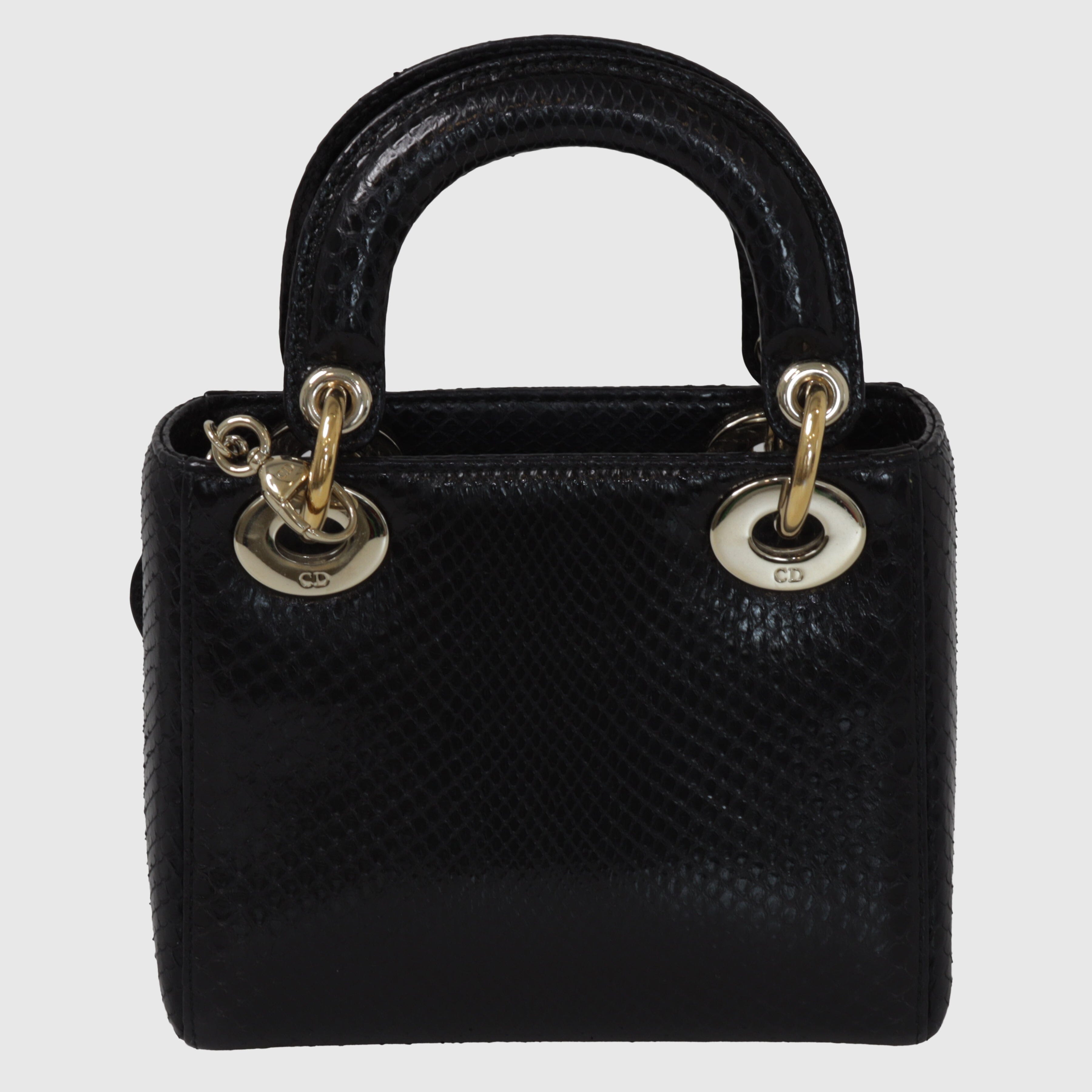 Black Python Mini Chain Lady Dior Bag Bags Christian Dior 