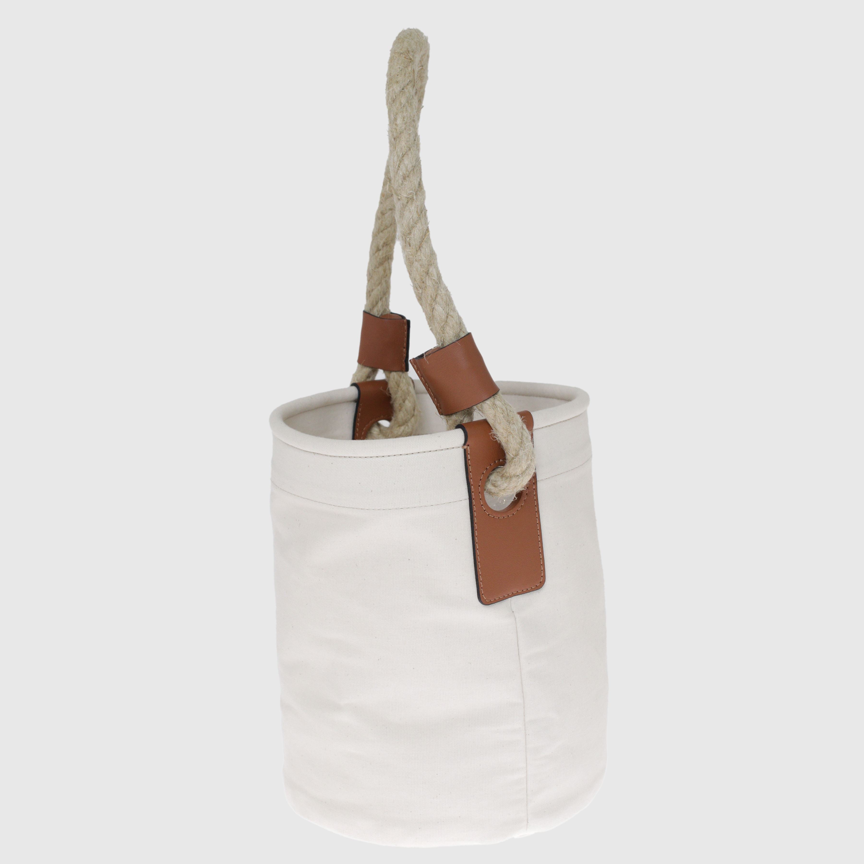 Cream Leather-Trimmed Rope Bucket Bag Bag Loewe 