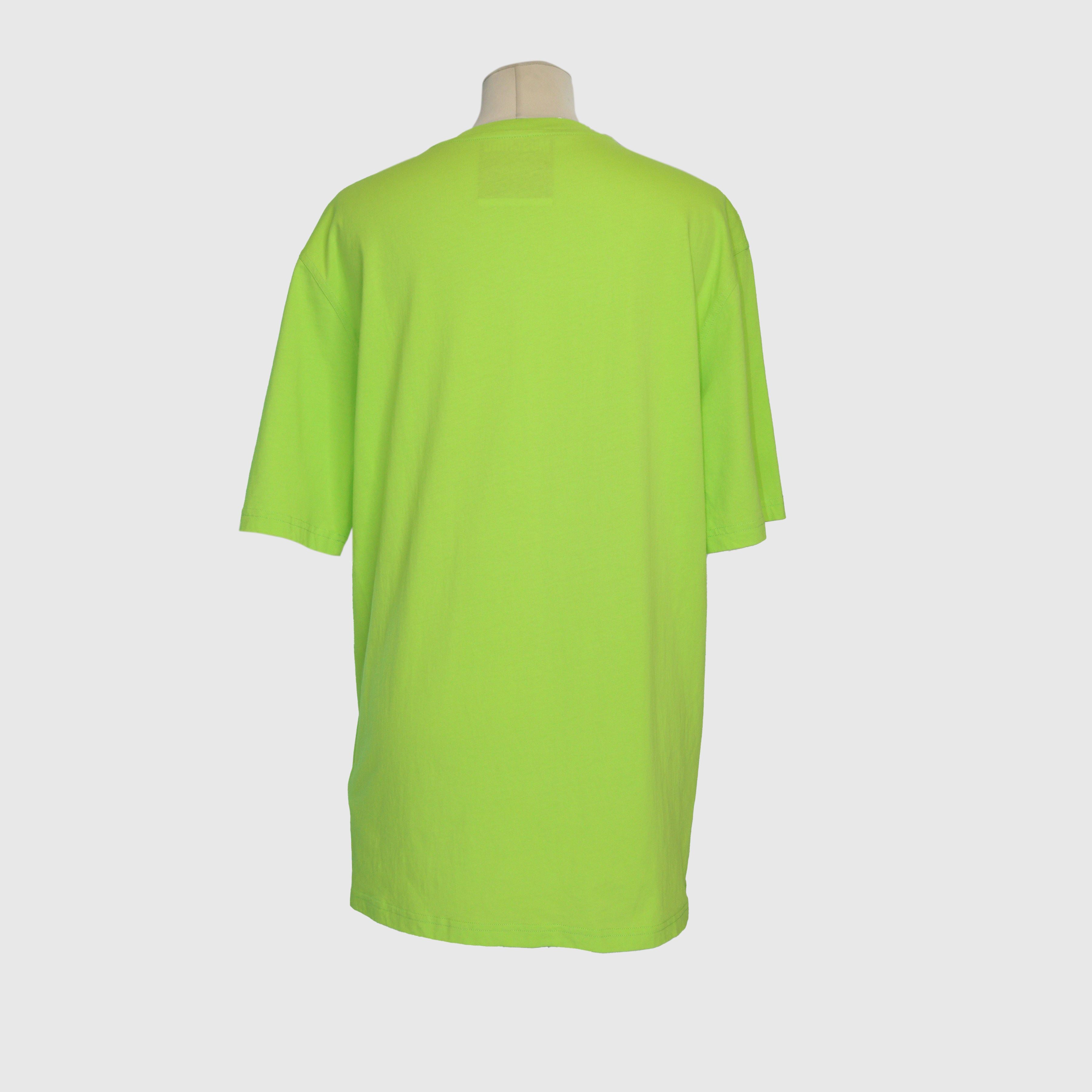 Lime Green Printed Crew T Shirt Clothing Moschino 