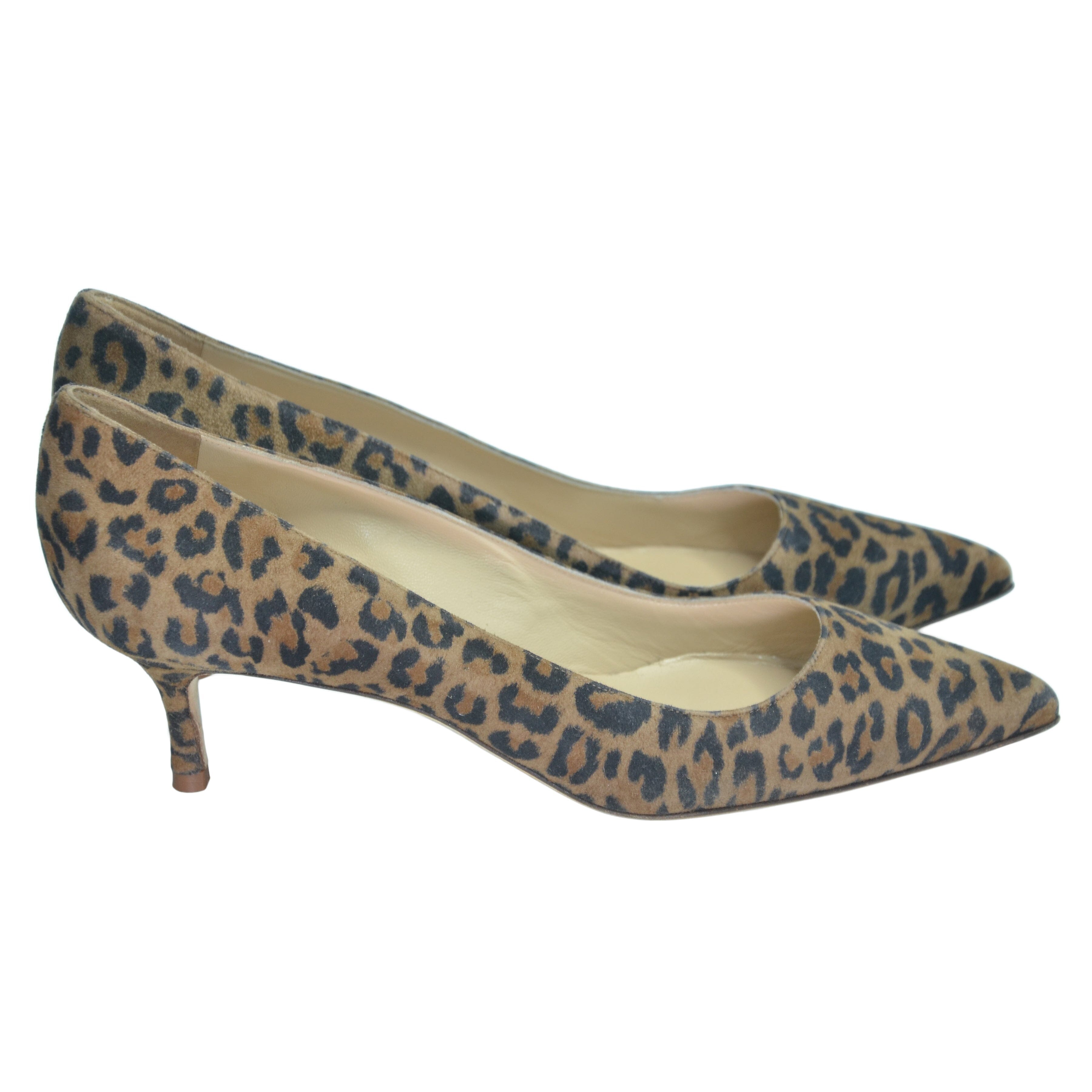 Brown Leopard Print Kitten Heel Pumps Shoes Manolo Blahnik