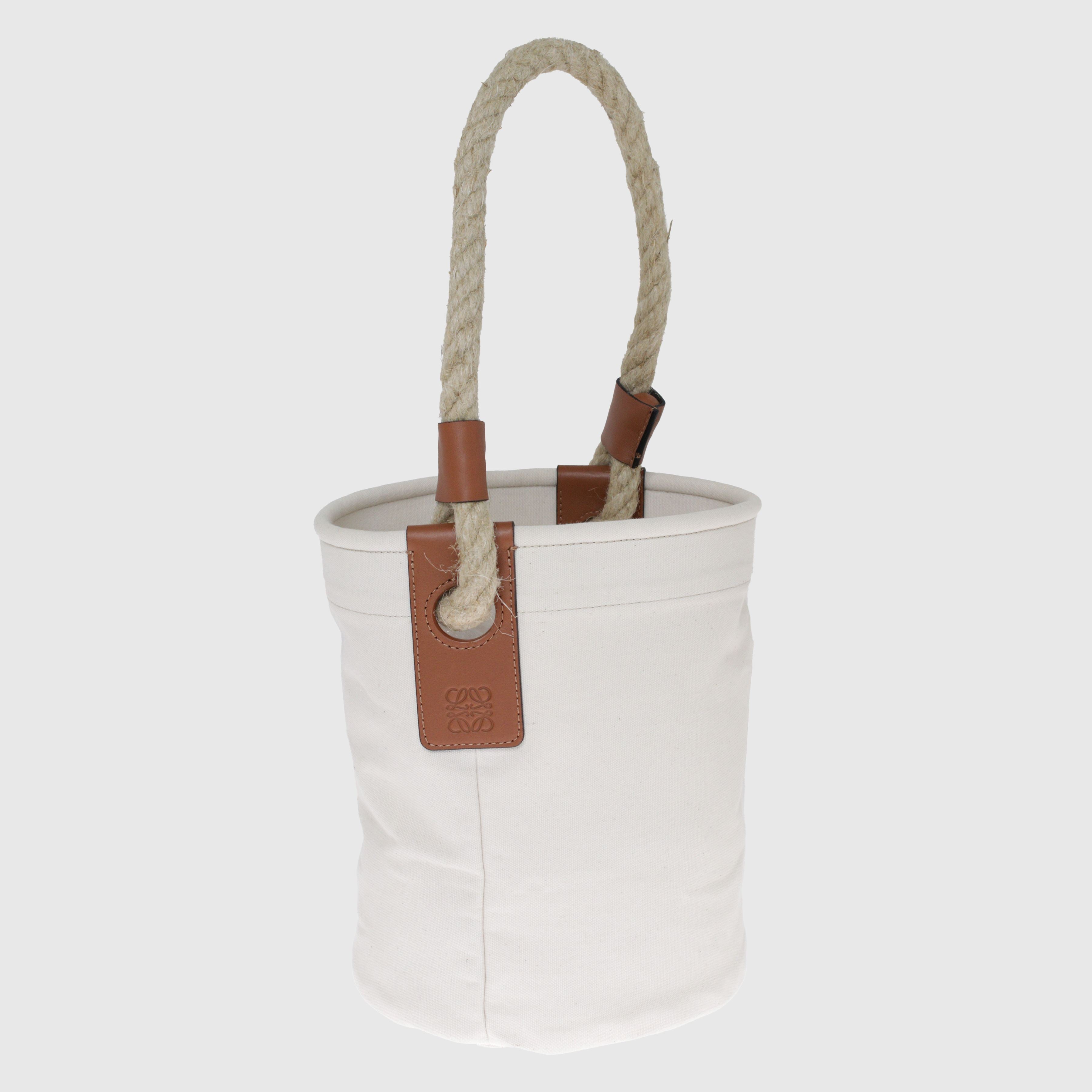Cream Leather-Trimmed Rope Bucket Bag Bag Loewe 