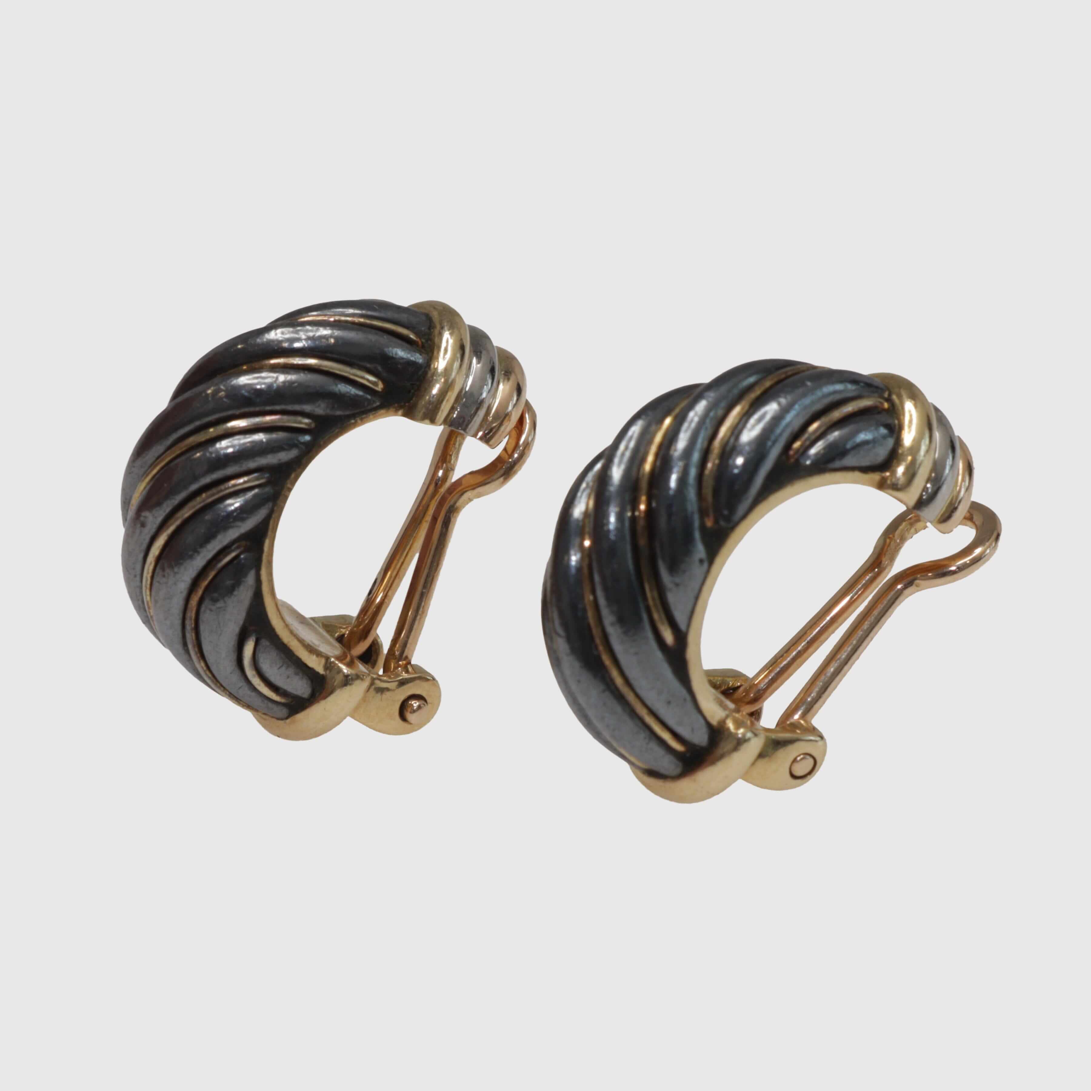 18K Tri-Gold Trinity Hematite Wrap Clip-on Earrings Fine Jewelry Cartier 