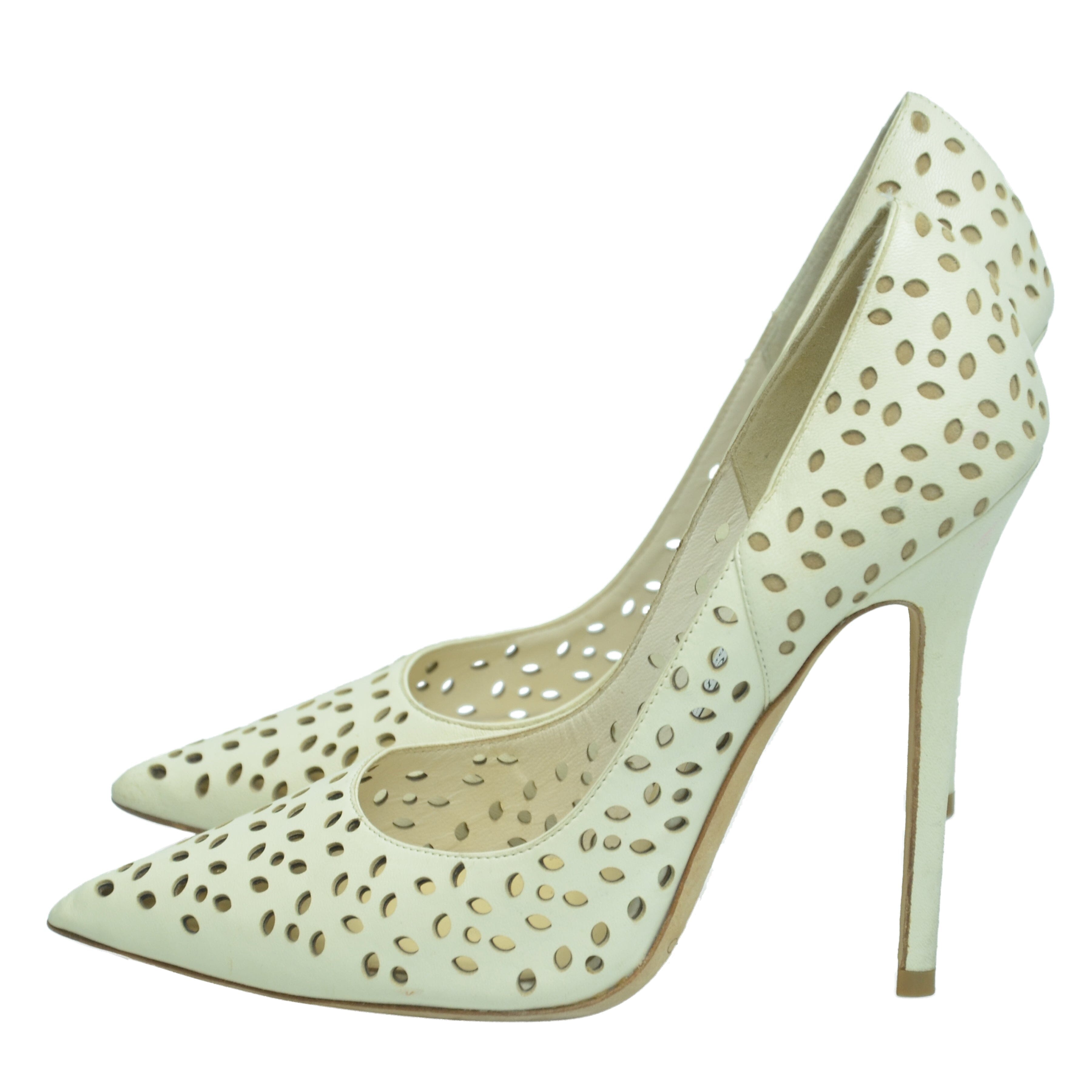 White Perforated Anouk Pointed Toe Pump Shoes Jimmy Choo