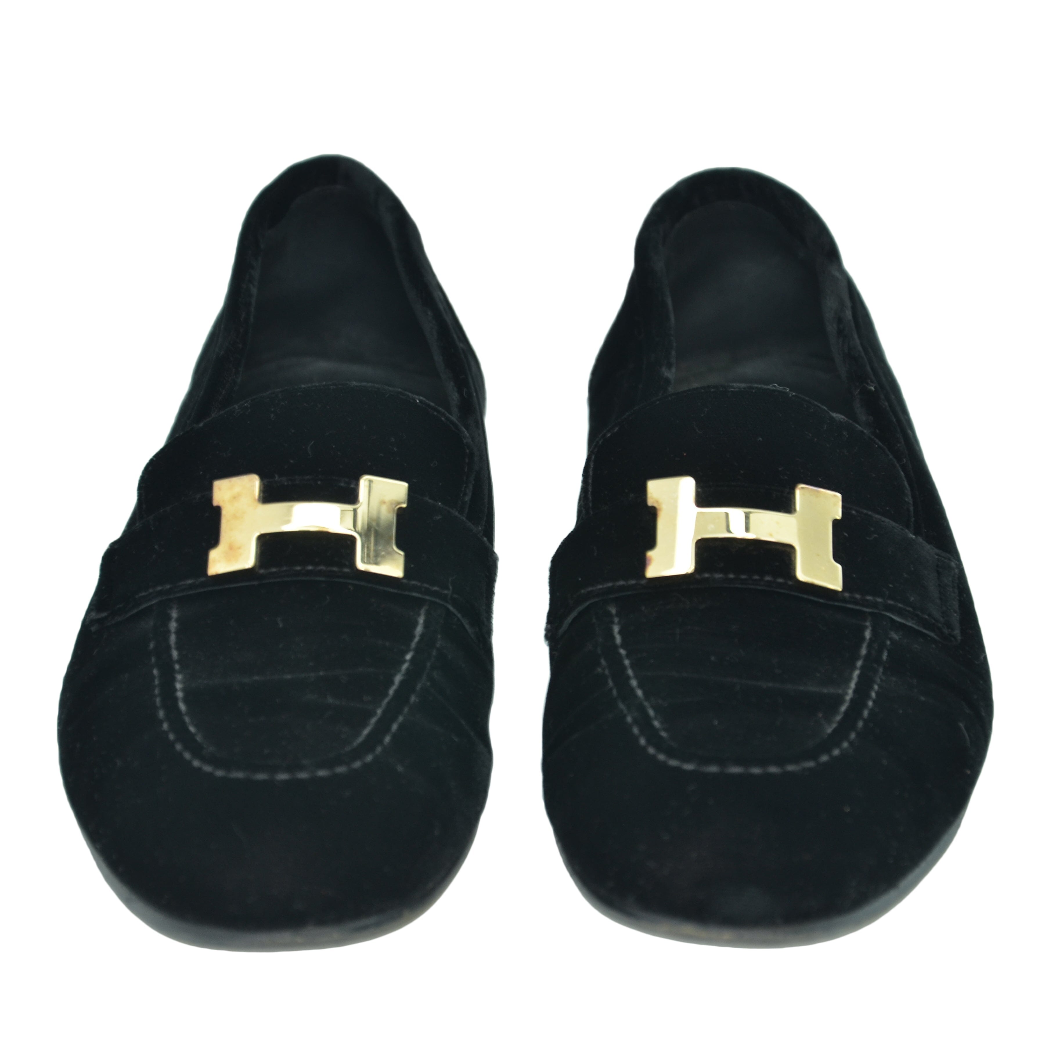 Hermes Black Suede Paris Loafers Shoes Hermes