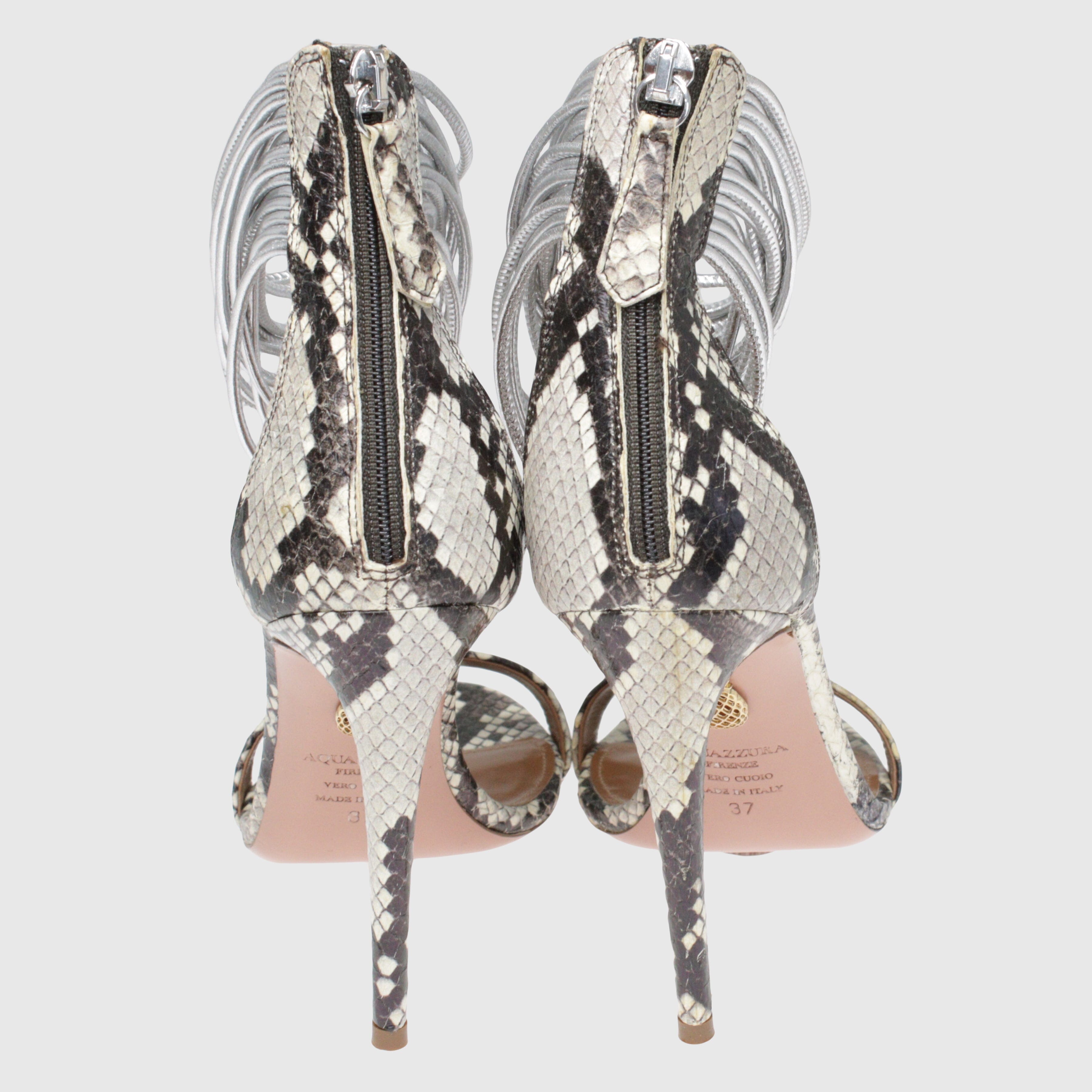 Two Tone Python Ankle Wrap Around Gladiator Sandals Shoes Aquazzura 