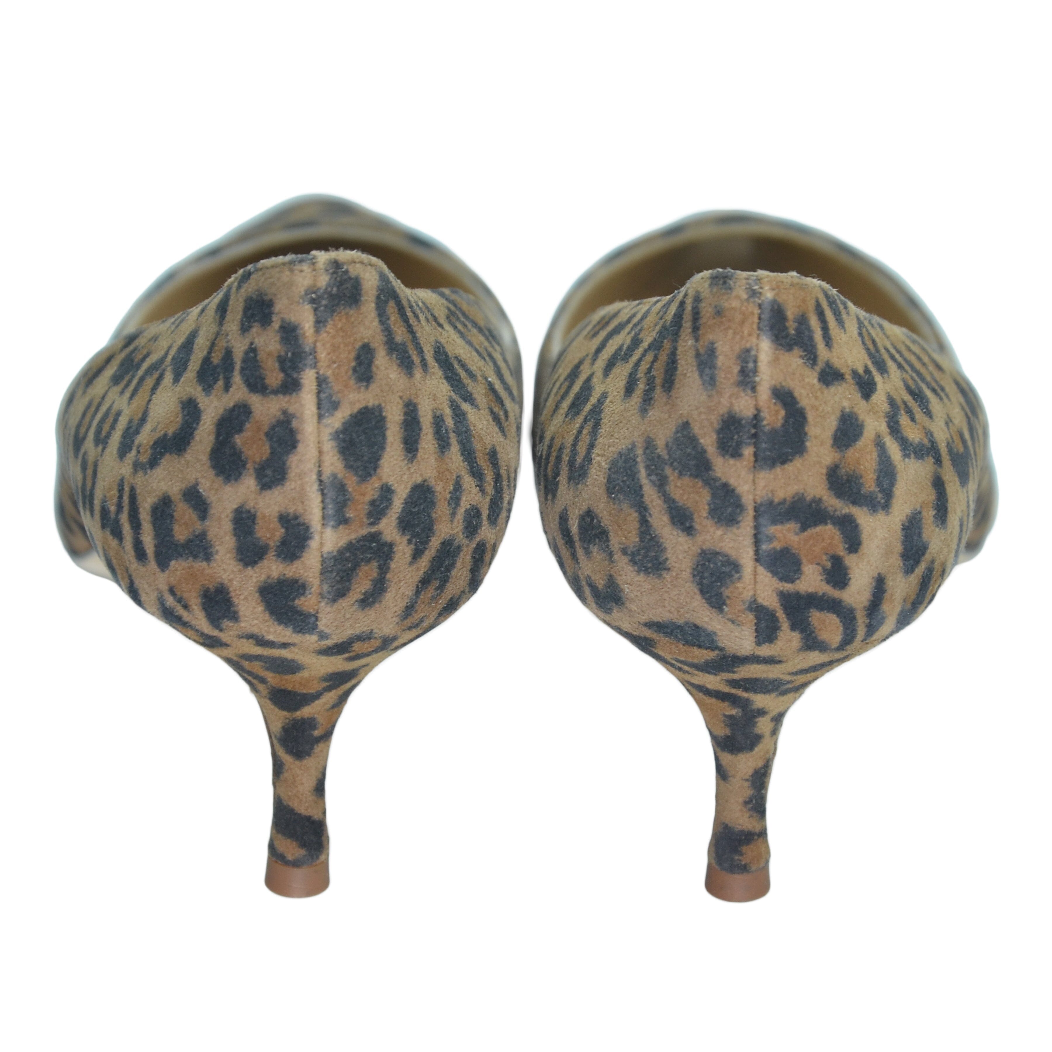 Brown Leopard Print Kitten Heel Pumps Shoes Manolo Blahnik
