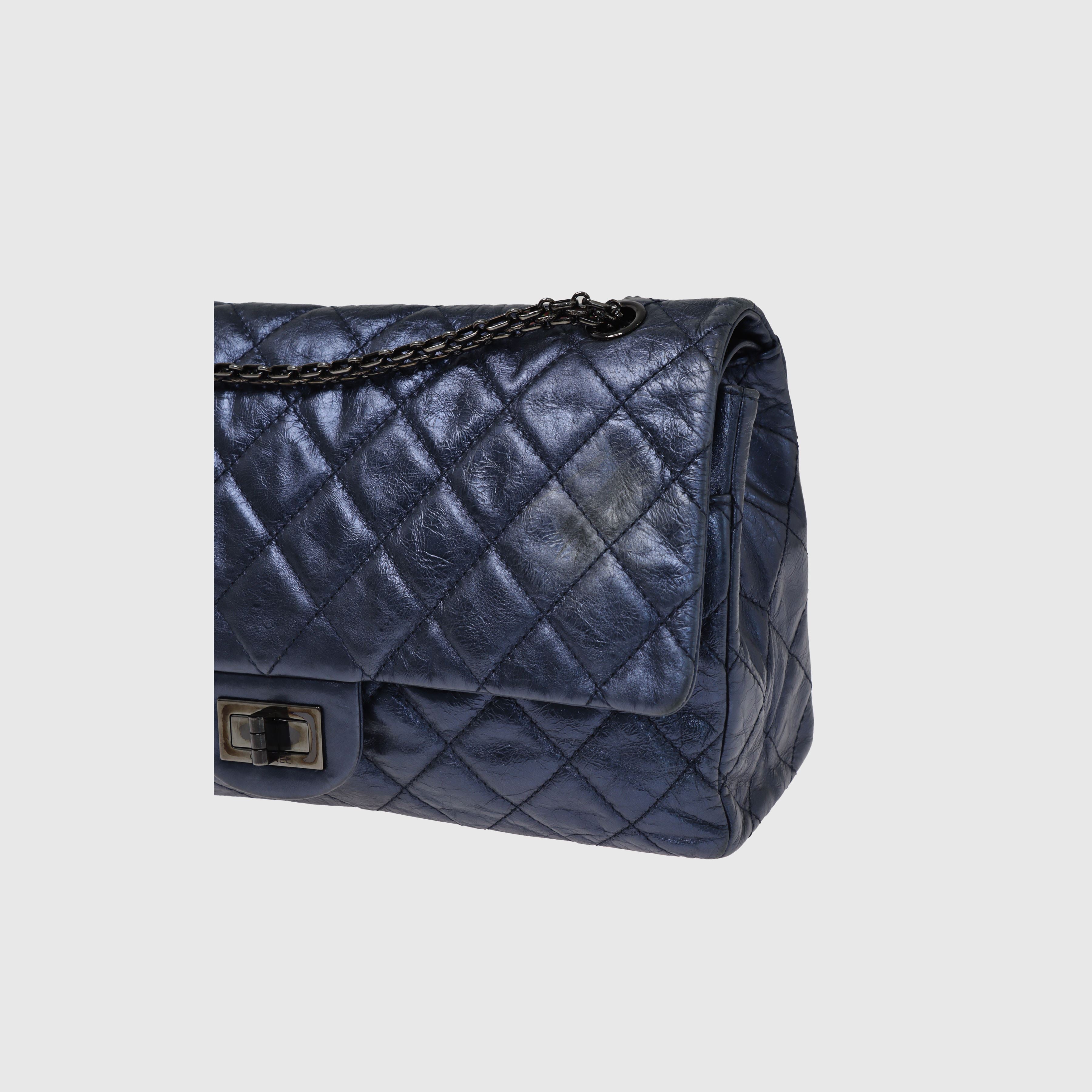 Metallic Blue Quilted Reissue 2.55 Classic 227 Double Flap Bag Bags Chanel 