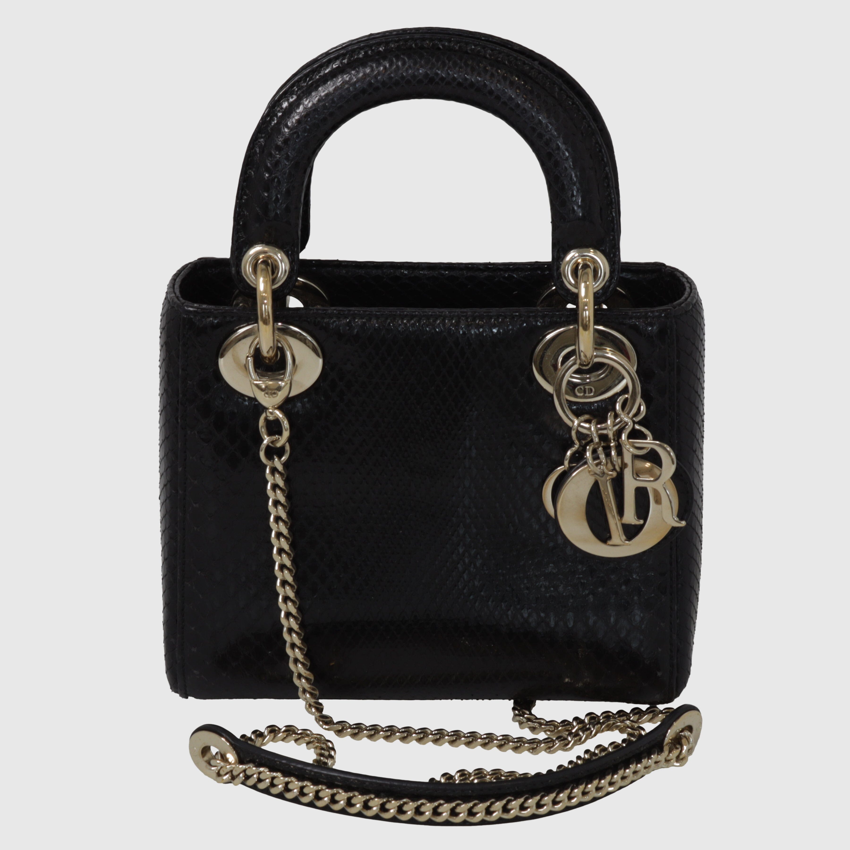 Black Python Mini Chain Lady Dior Bag Bags Christian Dior 