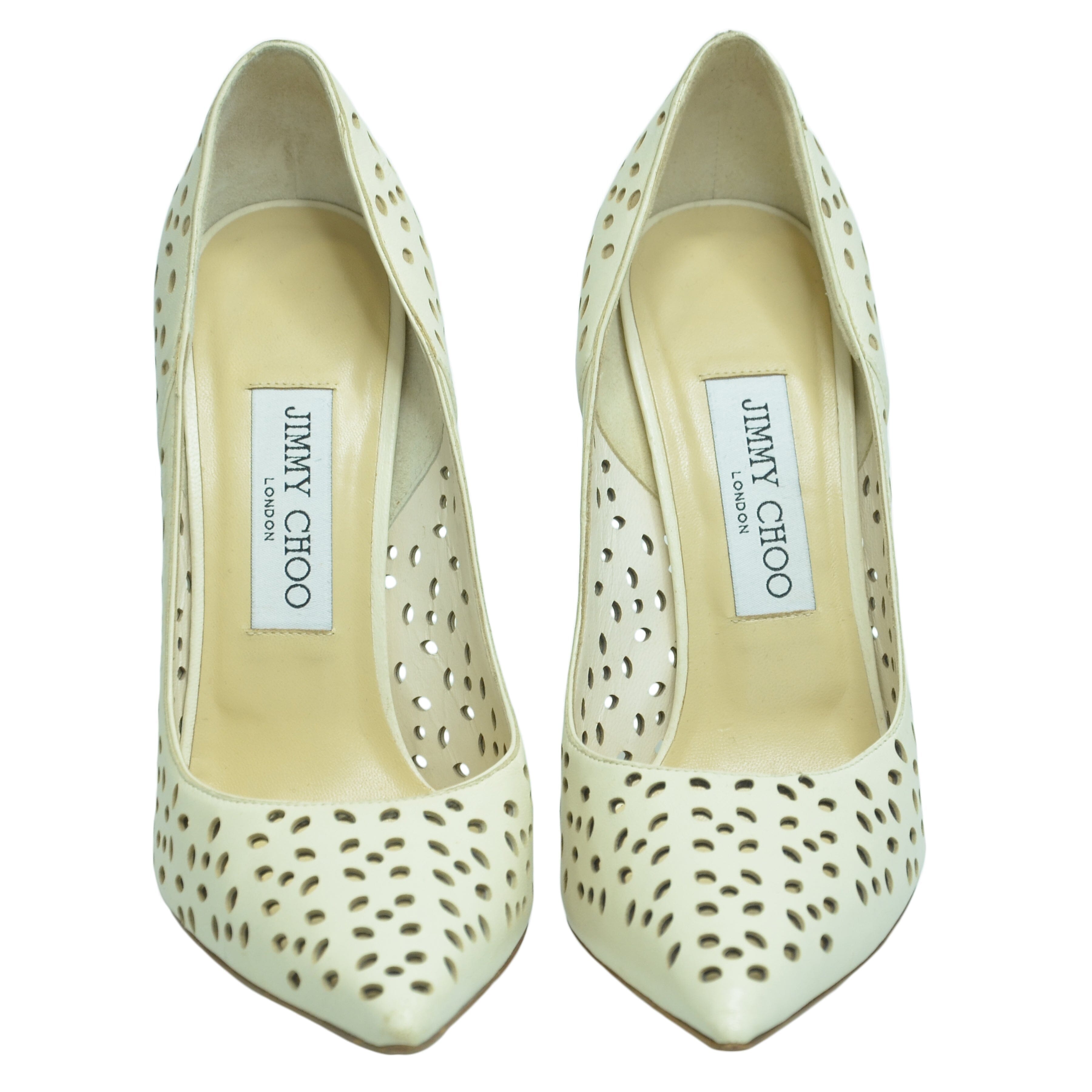 White Perforated Anouk Pointed Toe Pump Shoes Jimmy Choo