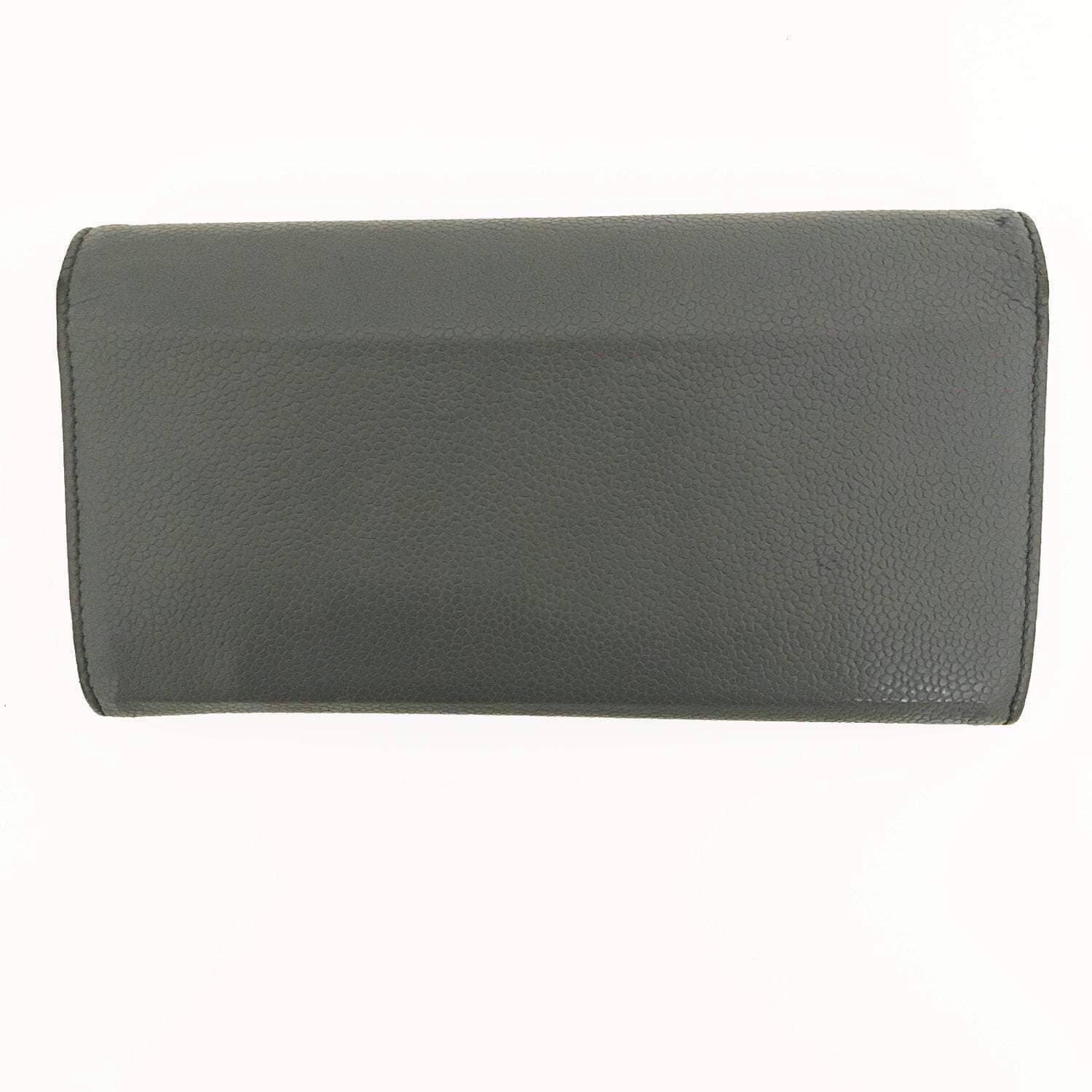 Chanel Grey Embossed Leather CC Timeless Flap Wallet Wallet Chanel 