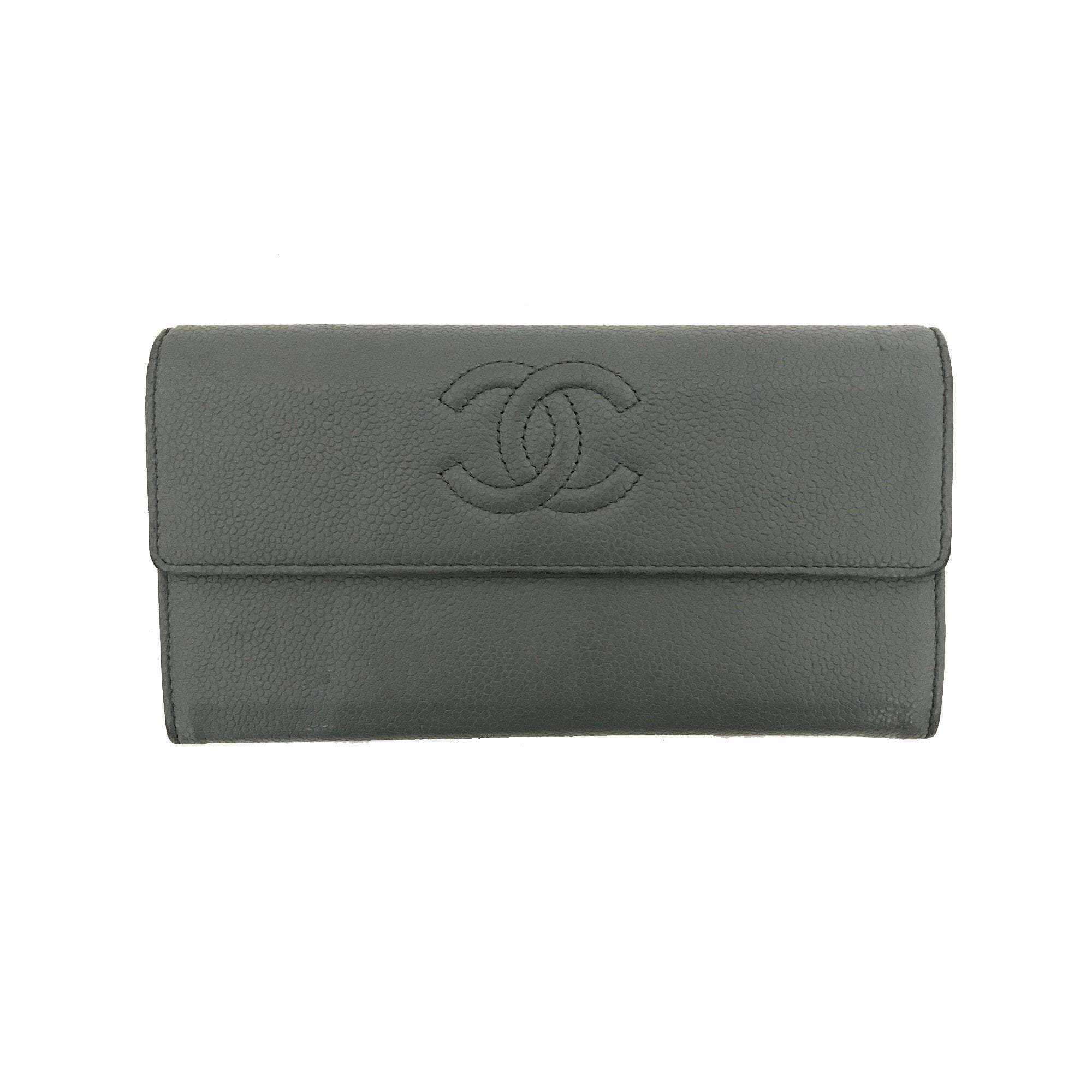 Chanel Grey Embossed Leather CC Timeless Flap Wallet Wallet Chanel 