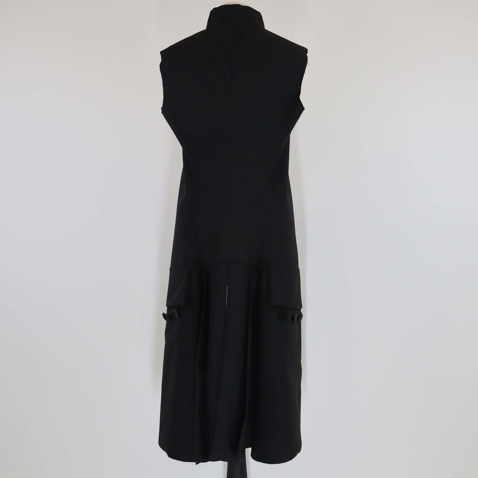 Maison Margiela Black Wool Buttons Up Sleeveless Long Vest Womens Maison Margiela 