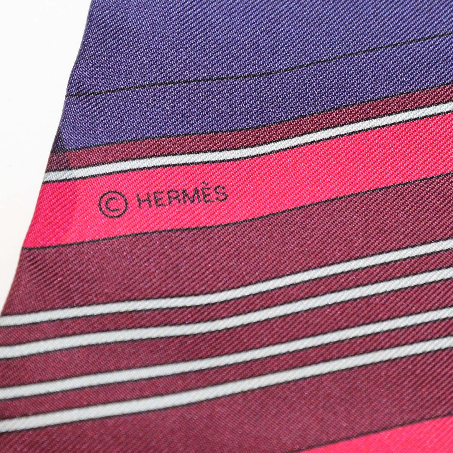 Hermes Multicolor Silk Carre en Carres Print Maxi Twilly