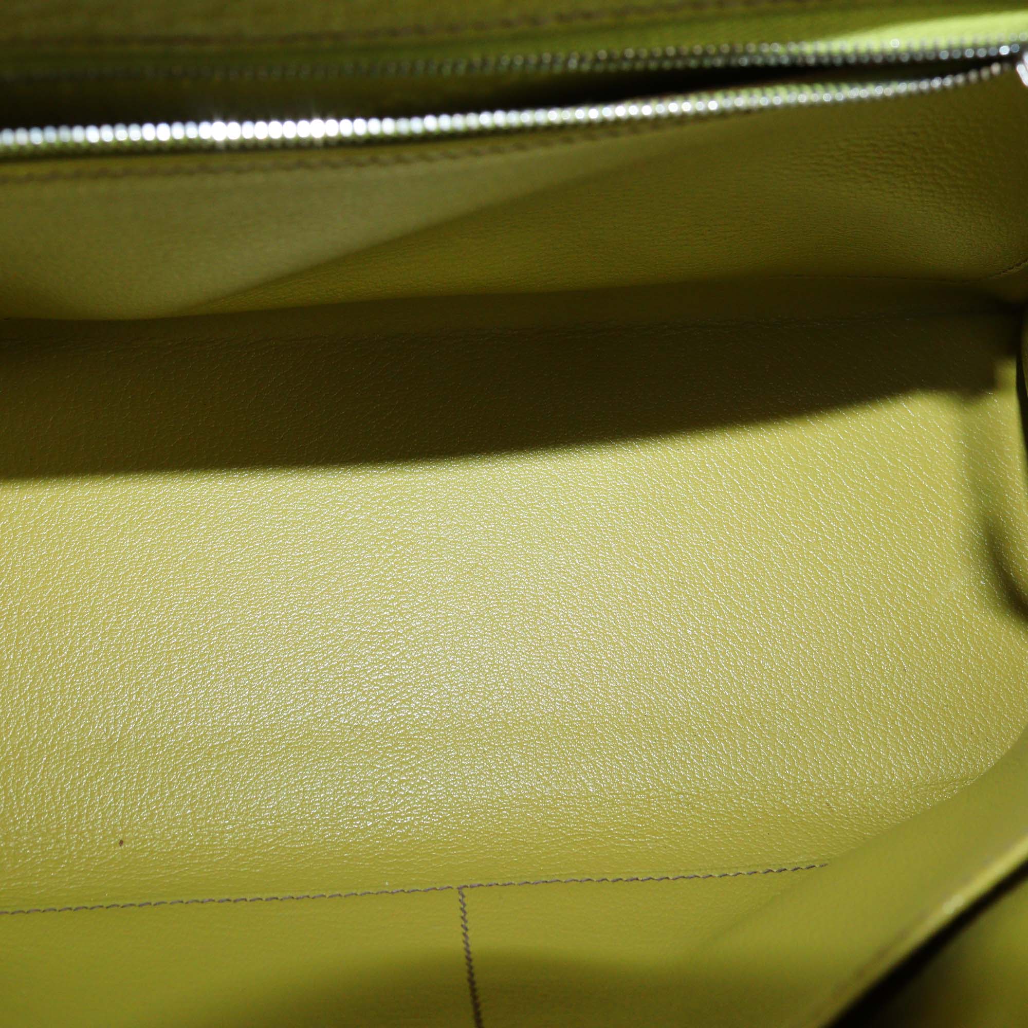 Hermes Vert Anise Chevre Mysore Leather Palladium Hardware Kelly Sellier 28 Bag