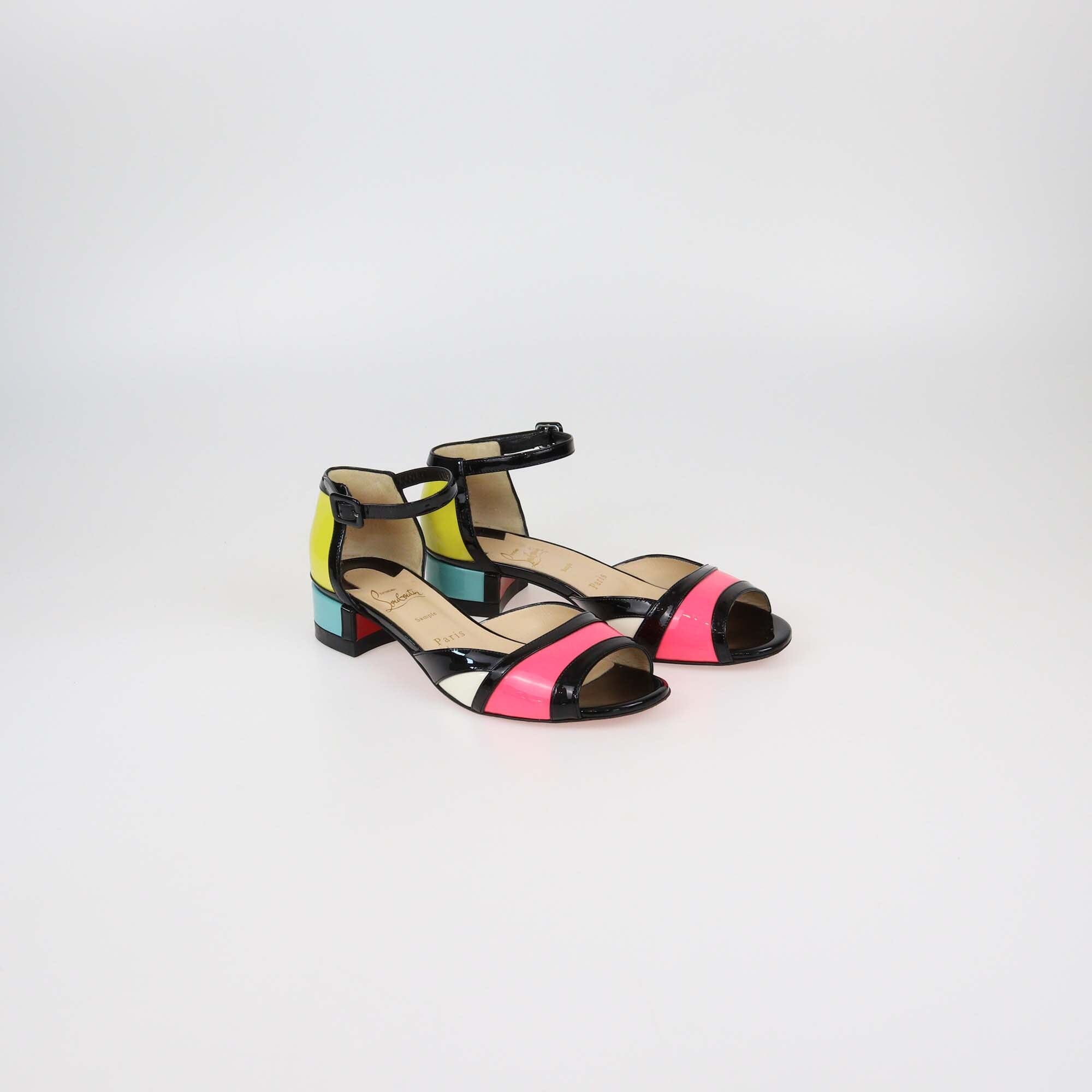 Christian Louboutin Multicolor Patent Leather Mondiri Sandals Womens Christian Louboutin 
