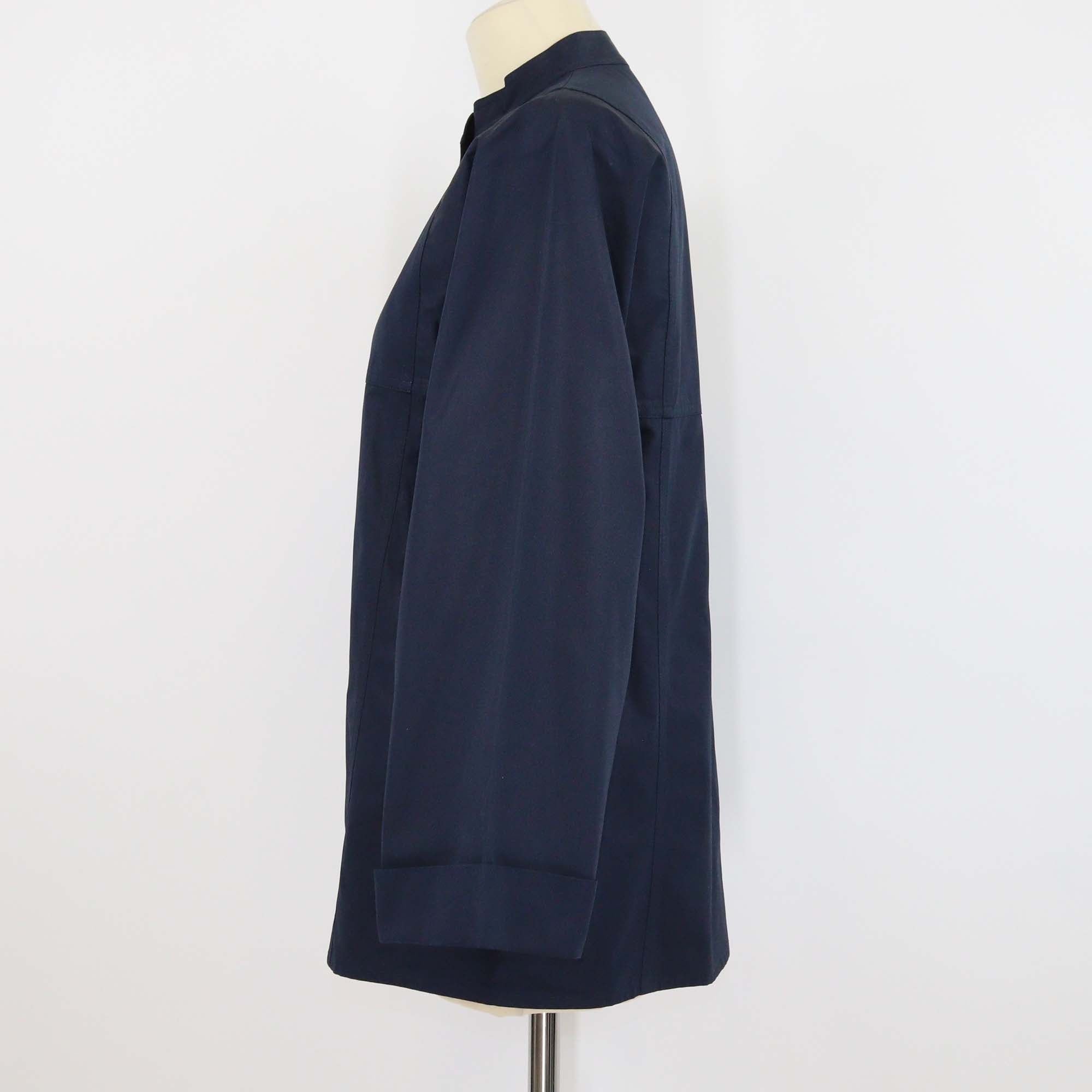 Loro Piana Navy Blue Cotton Poplin Amy Three Quarter Sleeve Shirt