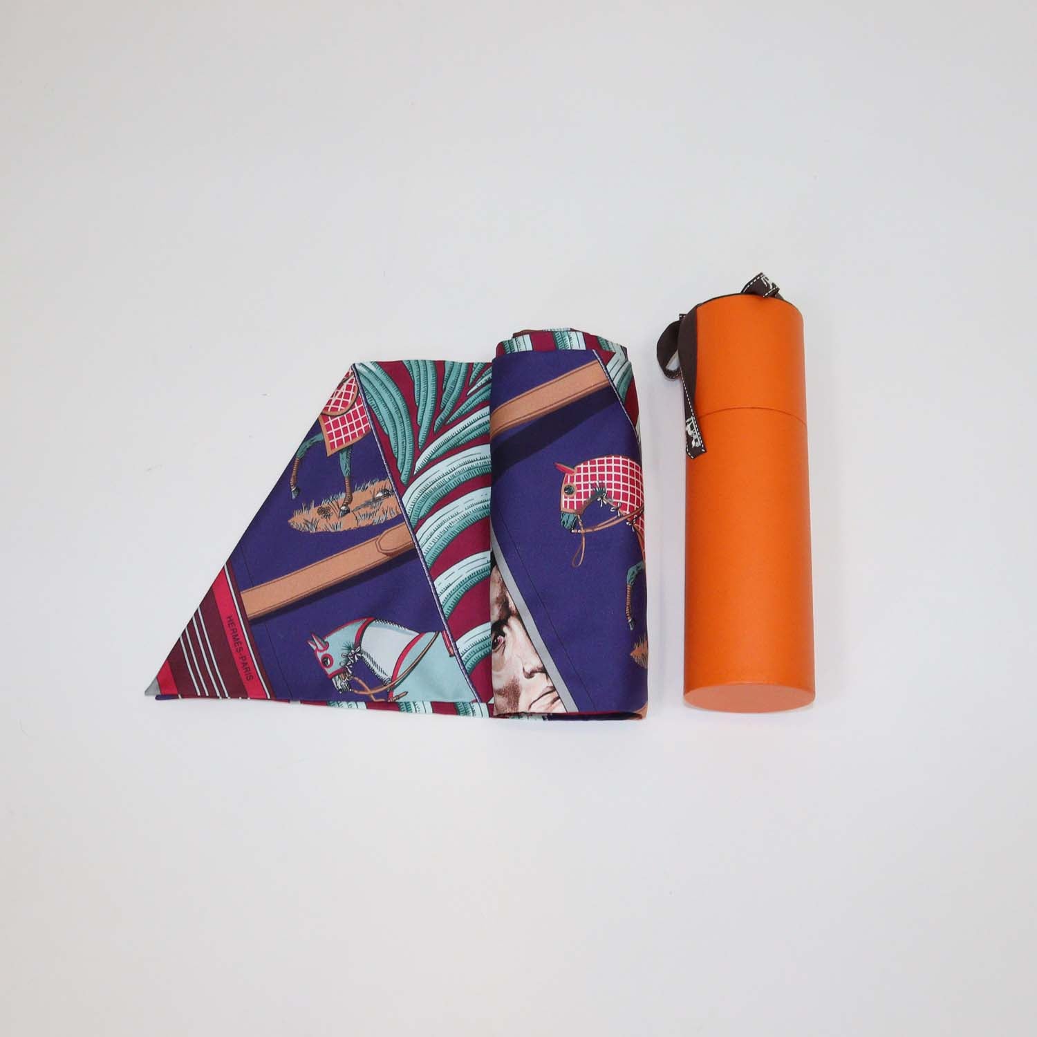 Hermes Multicolor Silk Carre en Carres Print Maxi Twilly