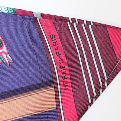 Hermes Multicolor Silk Carre en Carres Print Maxi Twilly