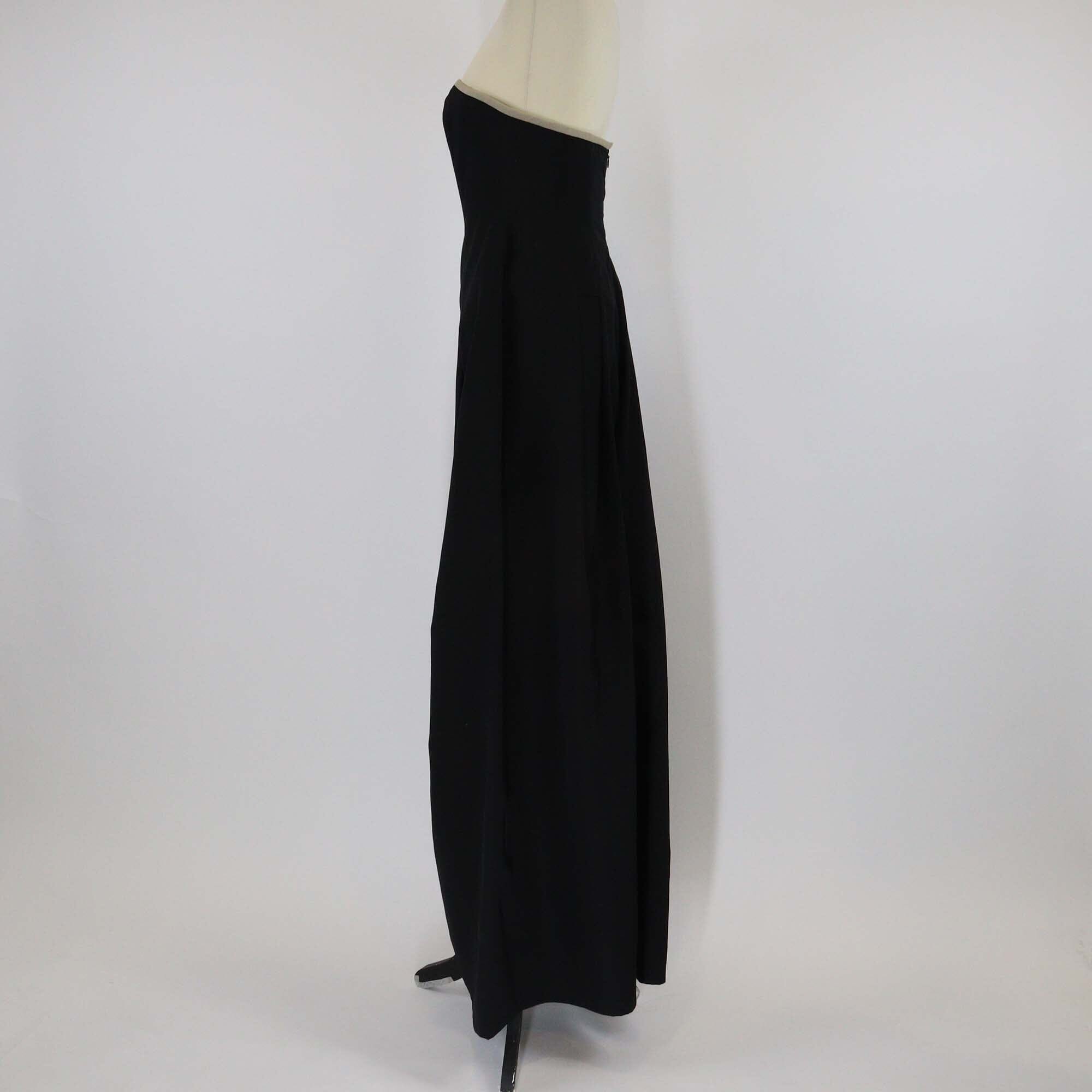 Yves Saint Laurent Black Cotton & Silk Pleated Strapless Jumpsuit Womens Yves Saint Laurent 