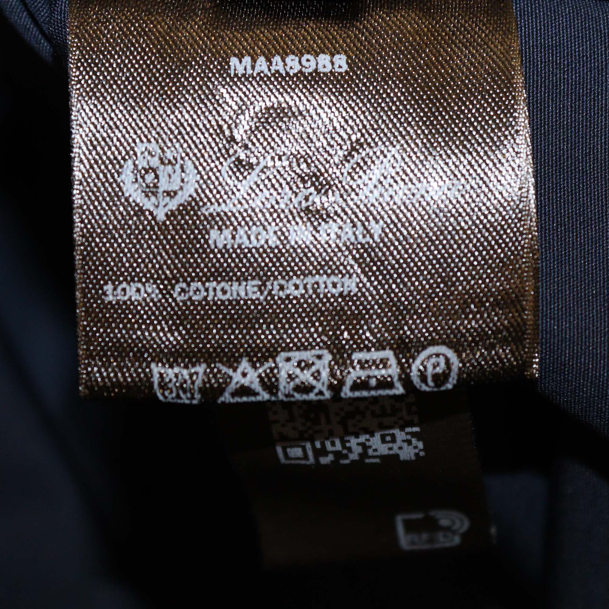 Loro Piana Navy Blue Cotton Poplin Amy Three Quarter Sleeve Shirt