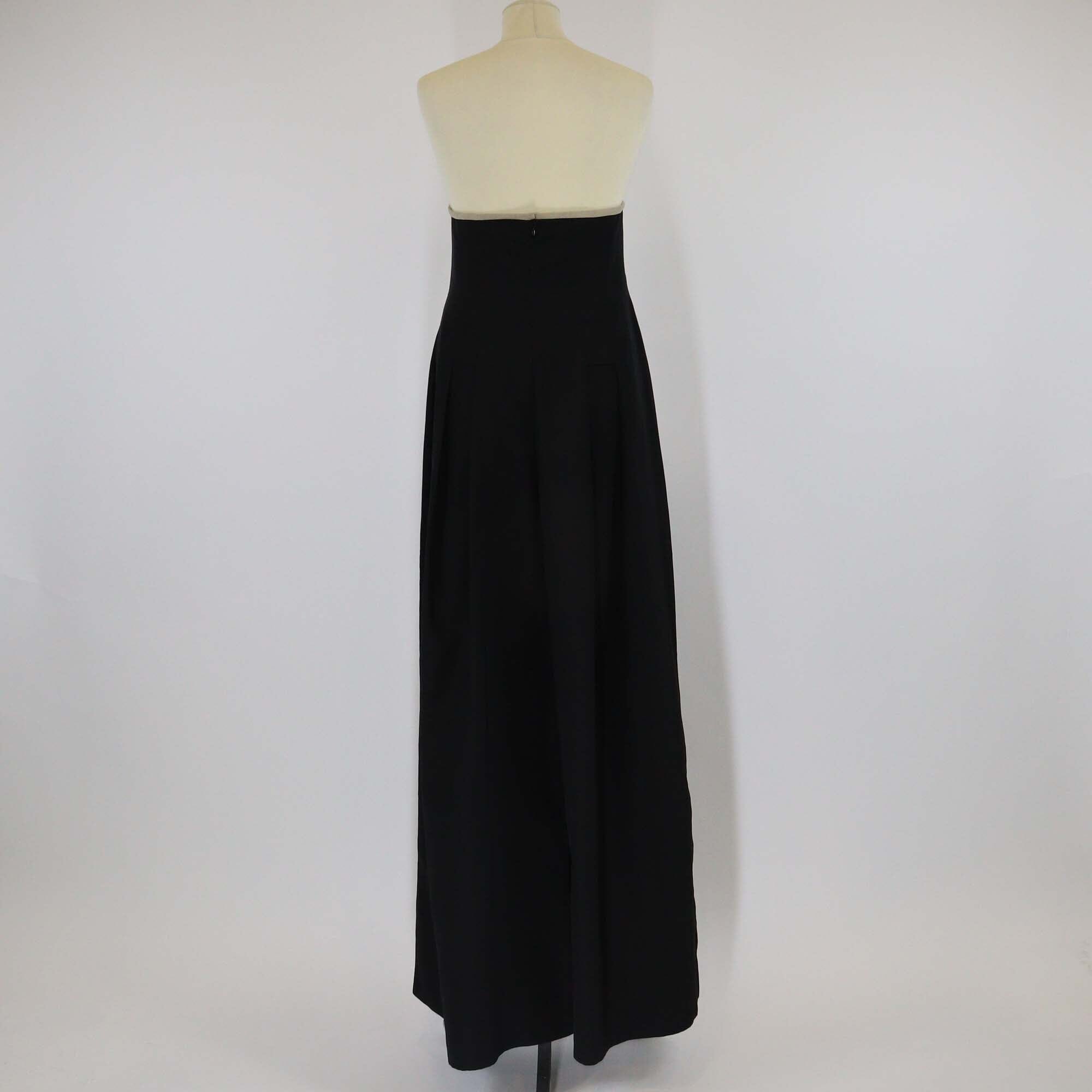 Yves Saint Laurent Black Cotton & Silk Pleated Strapless Jumpsuit Womens Yves Saint Laurent 