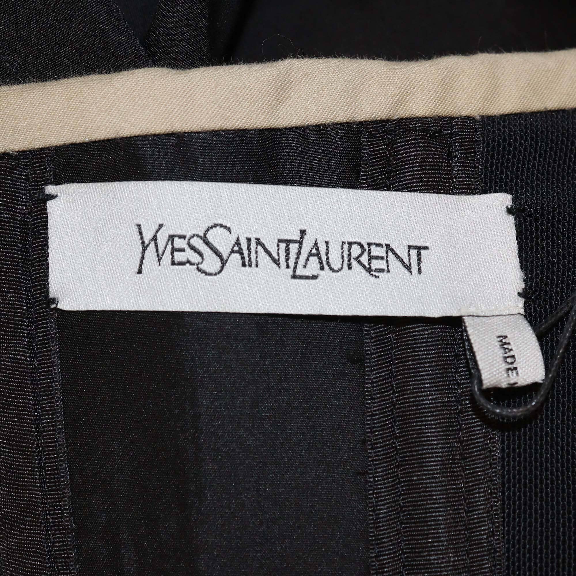 Yves Saint Laurent Black Cotton & Silk Pleated Strapless Jumpsuit Womens Yves Saint Laurent 