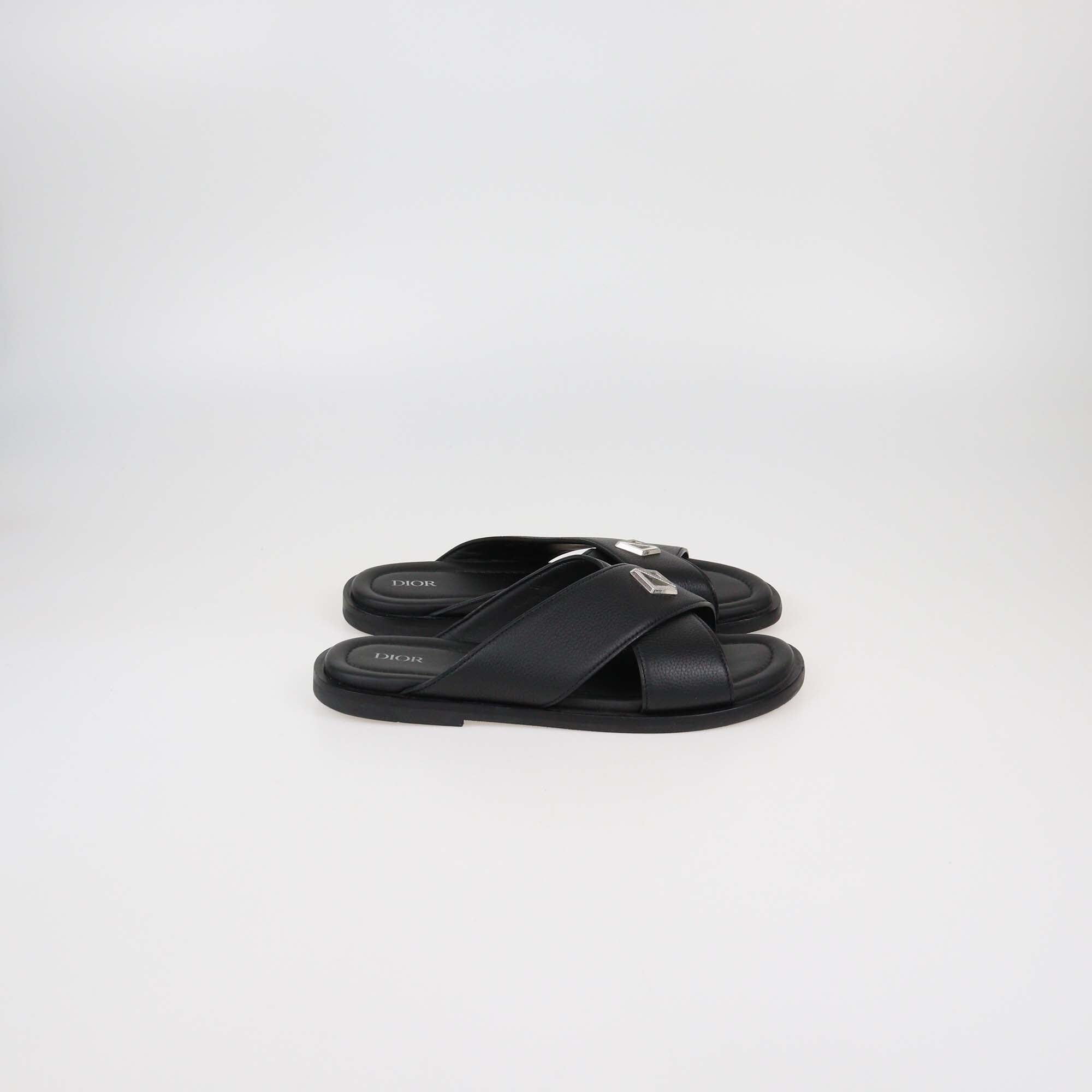 Dior Homme Black Leather Alias Flat Slides Mens Dior Homme 