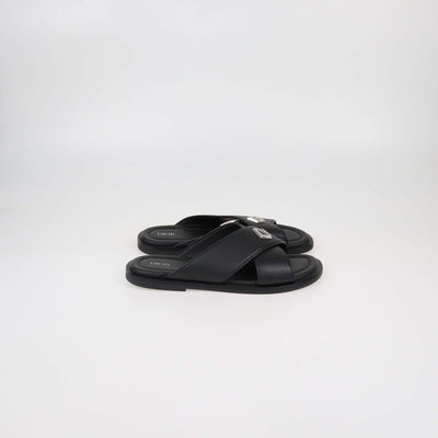 Dior Homme Black Leather Alias Flat Slides Mens Dior Homme 