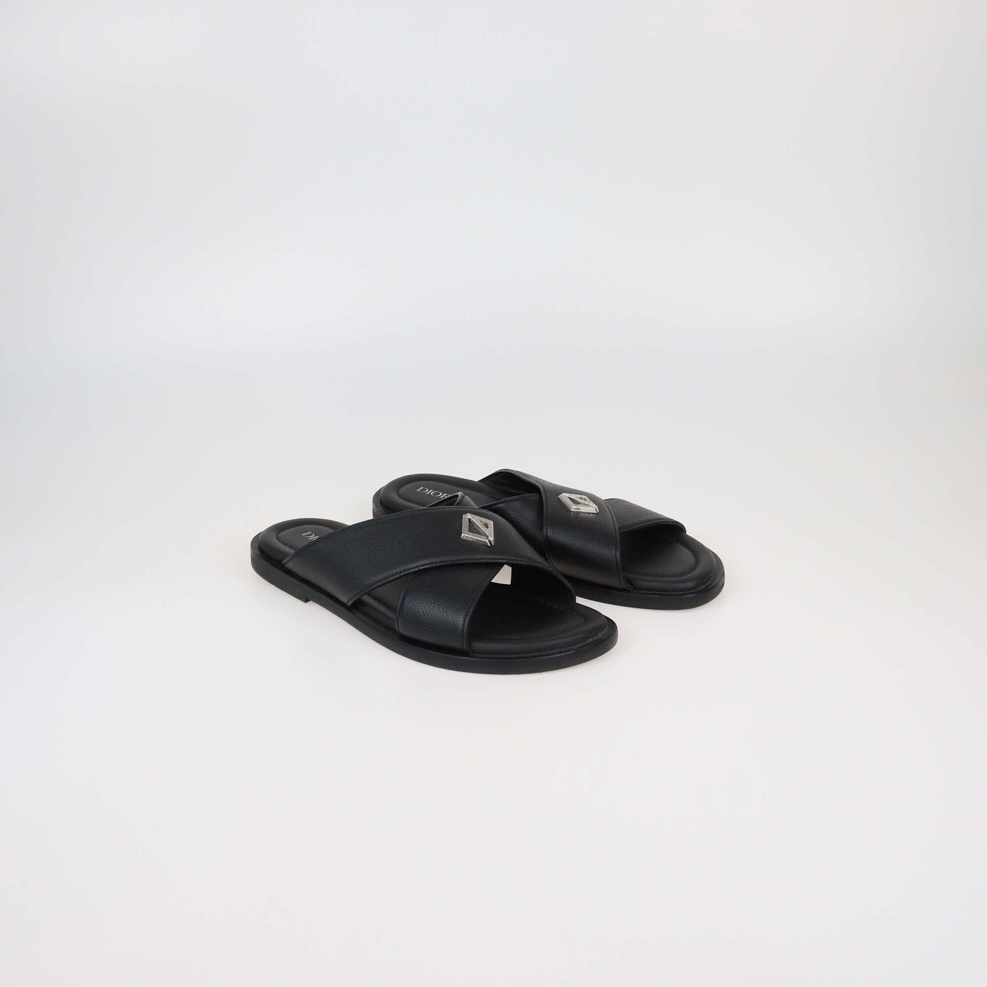 Dior Homme Black Leather Alias Flat Slides Mens Dior Homme 