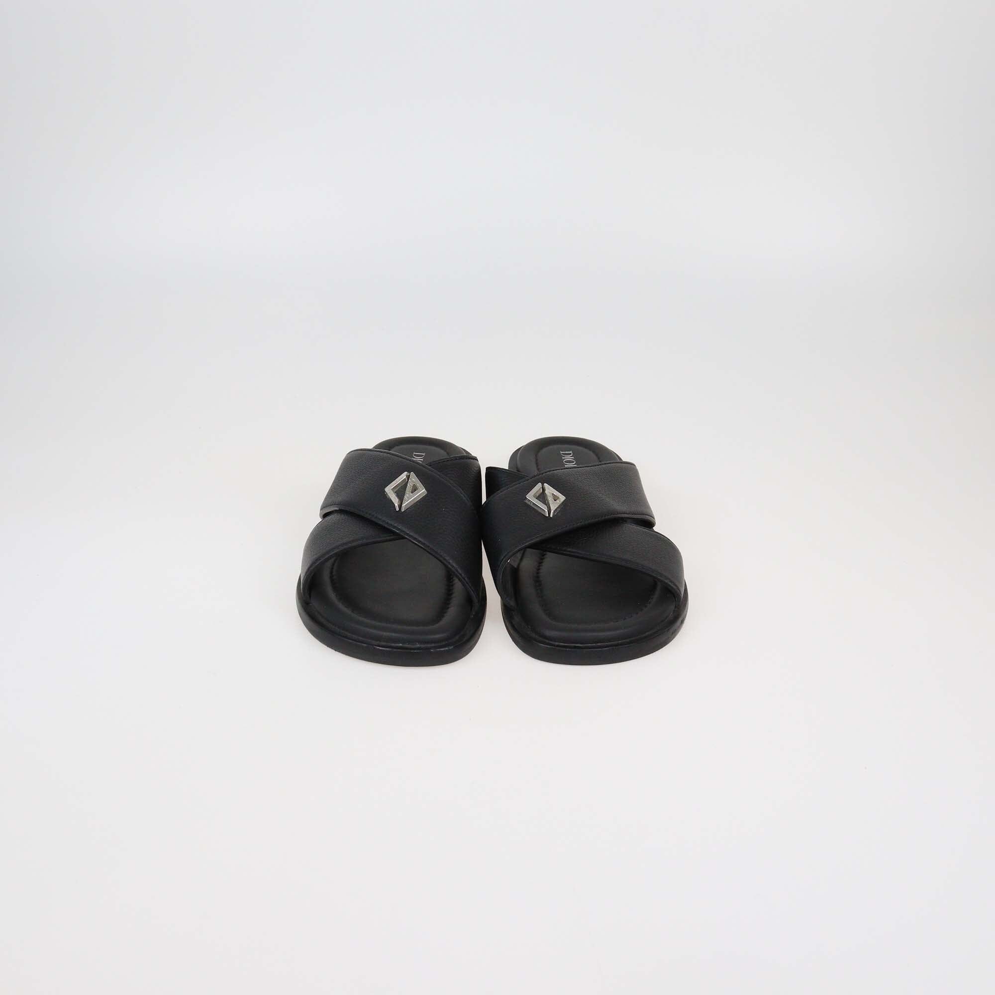 Dior Homme Black Leather Alias Flat Slides Mens Dior Homme 