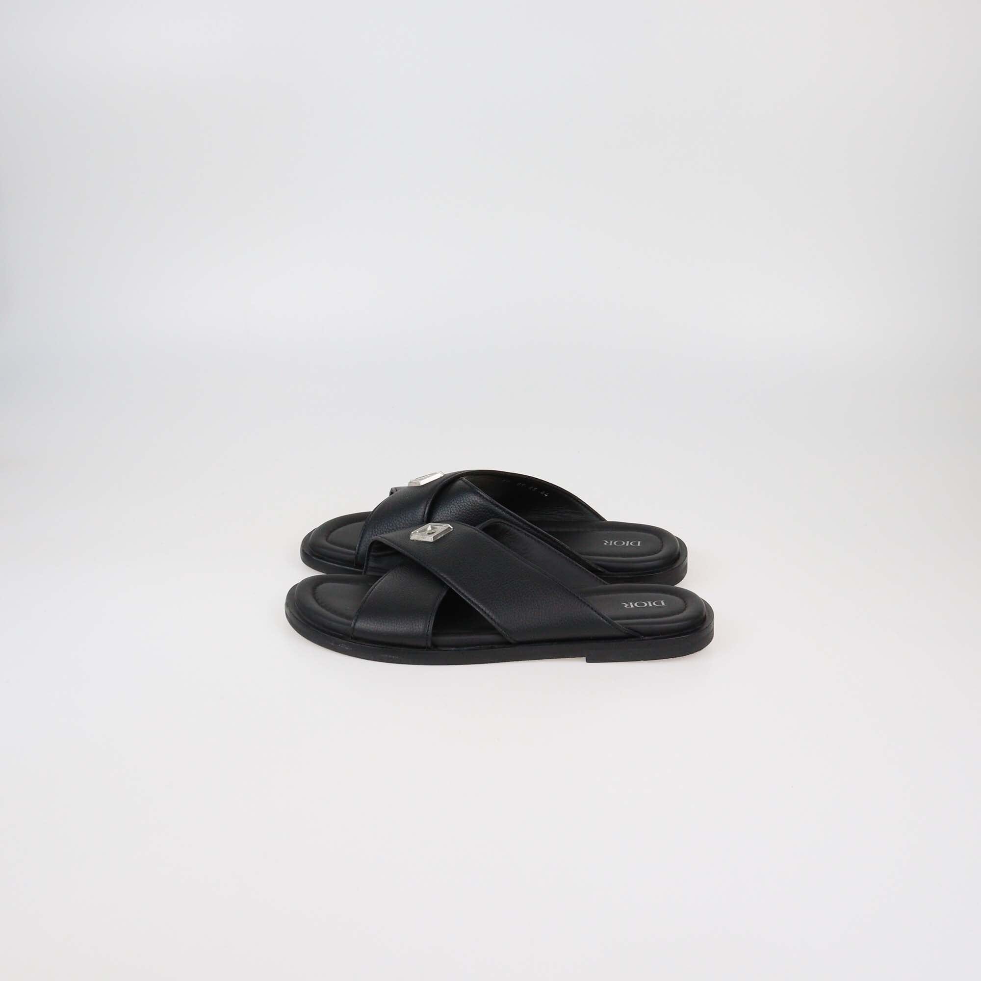 Dior Homme Black Leather Alias Flat Slides Mens Dior Homme 