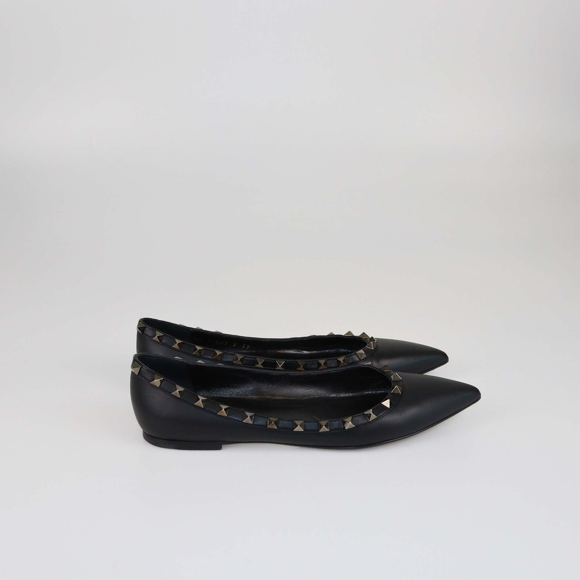 Valentino Black Rockstud Ballet Flats Womens Valentino 