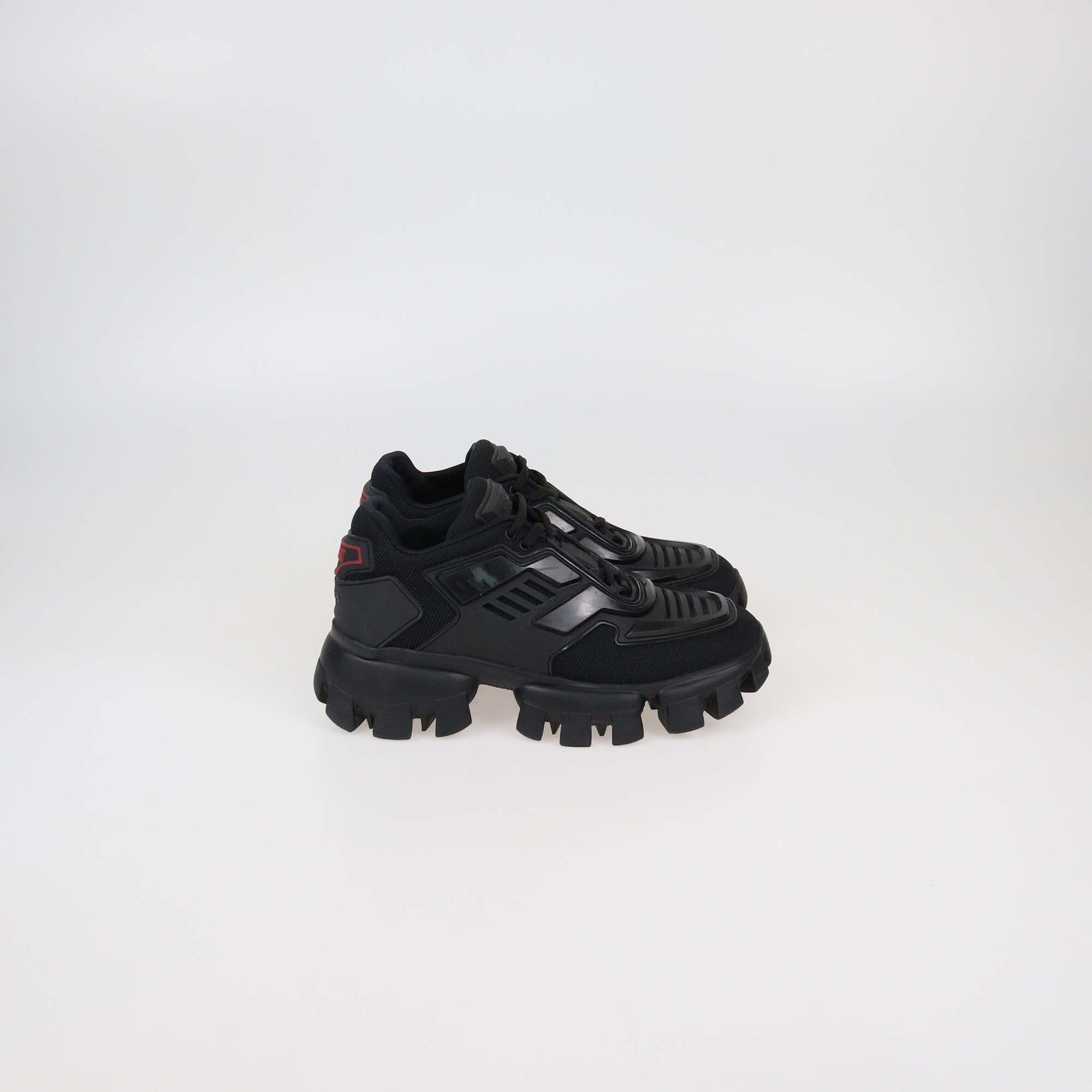 Prada Black Fabric & Rubber Cloudburst Thunder Low Top Sneakers Womens Prada 