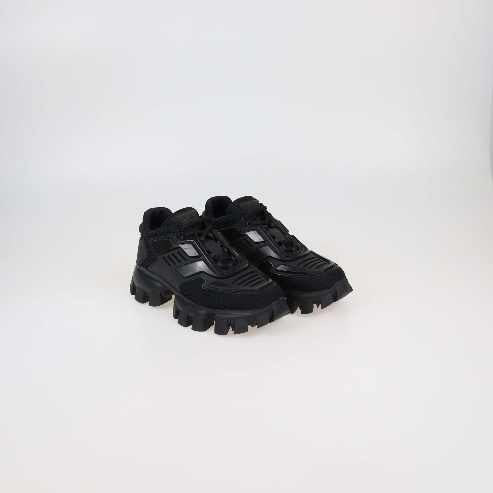 Prada Black Fabric & Rubber Cloudburst Thunder Low Top Sneakers Womens Prada 