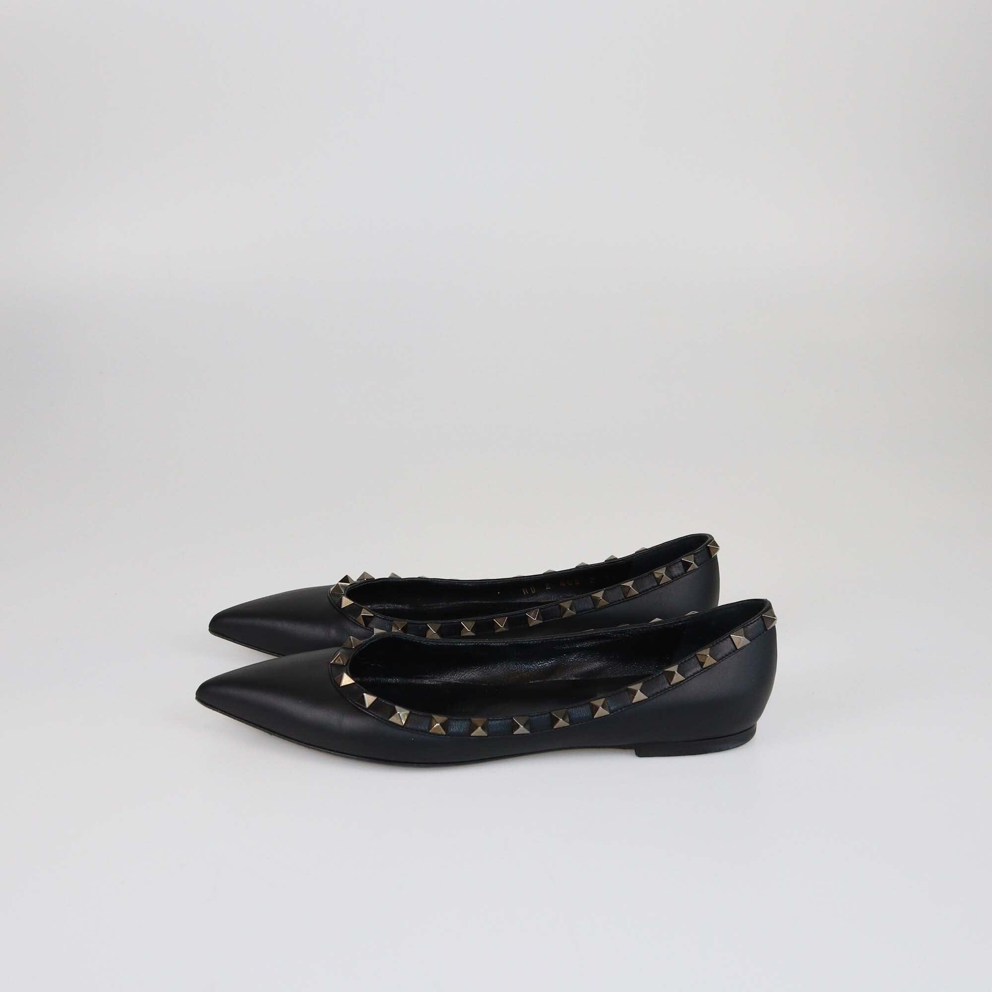 Valentino Black Rockstud Ballet Flats Womens Valentino 