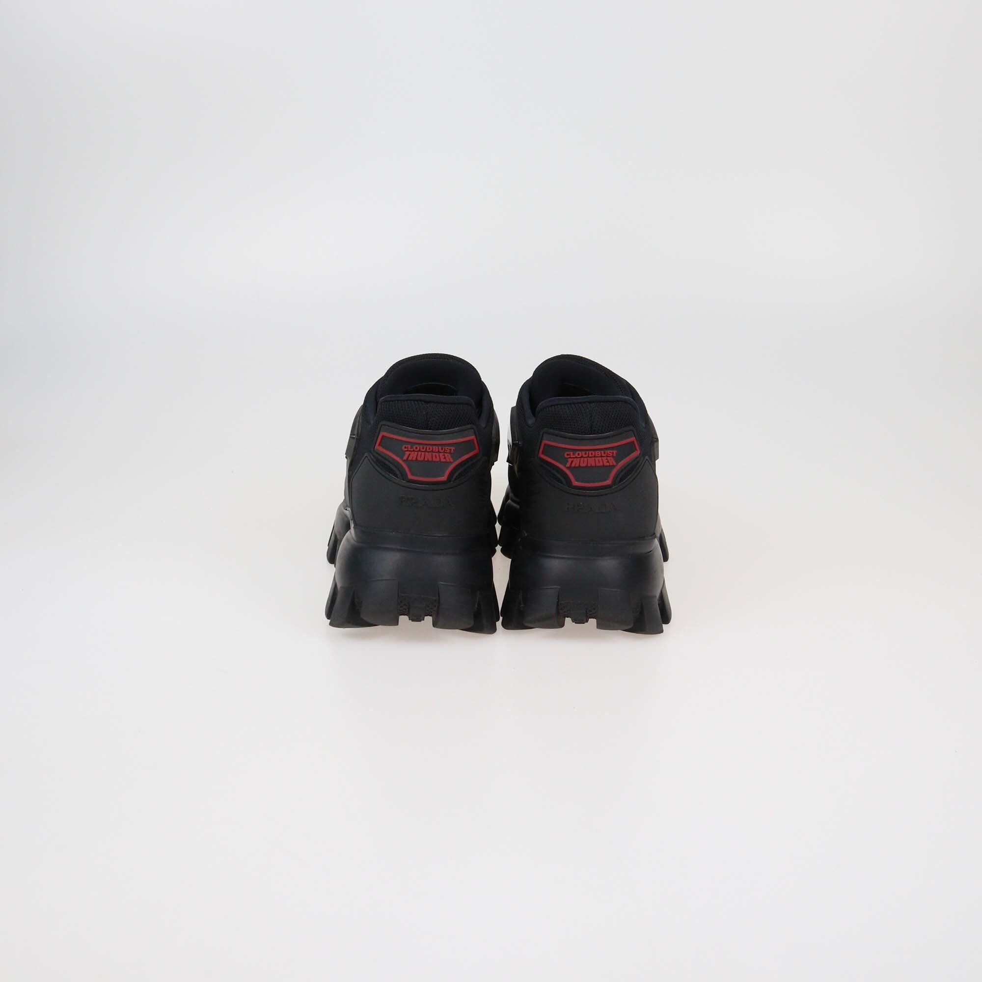 Prada Black Fabric & Rubber Cloudburst Thunder Low Top Sneakers Womens Prada 
