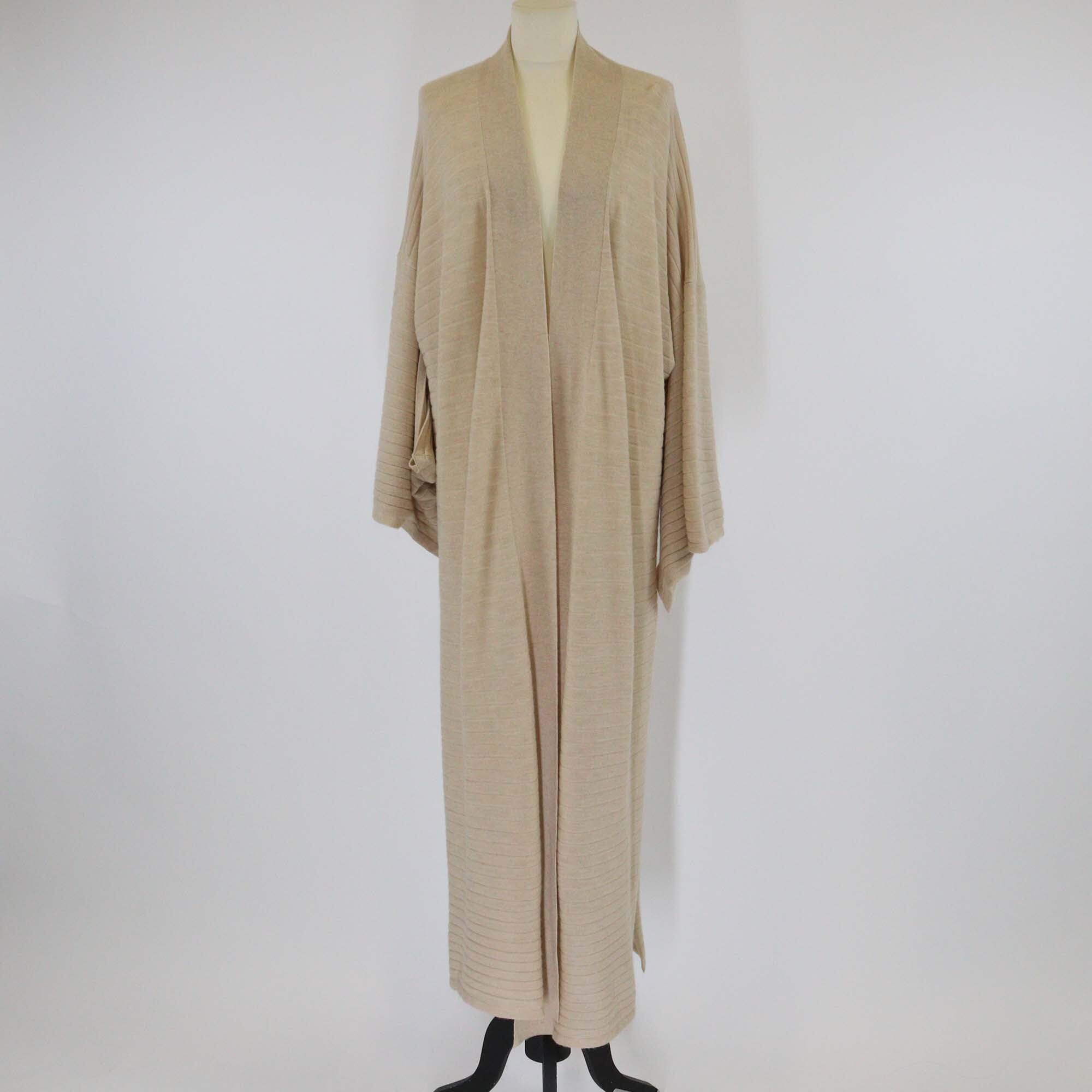 Loro Piana Beige Cashmere Blended Knit Raw Line Long Cardigan