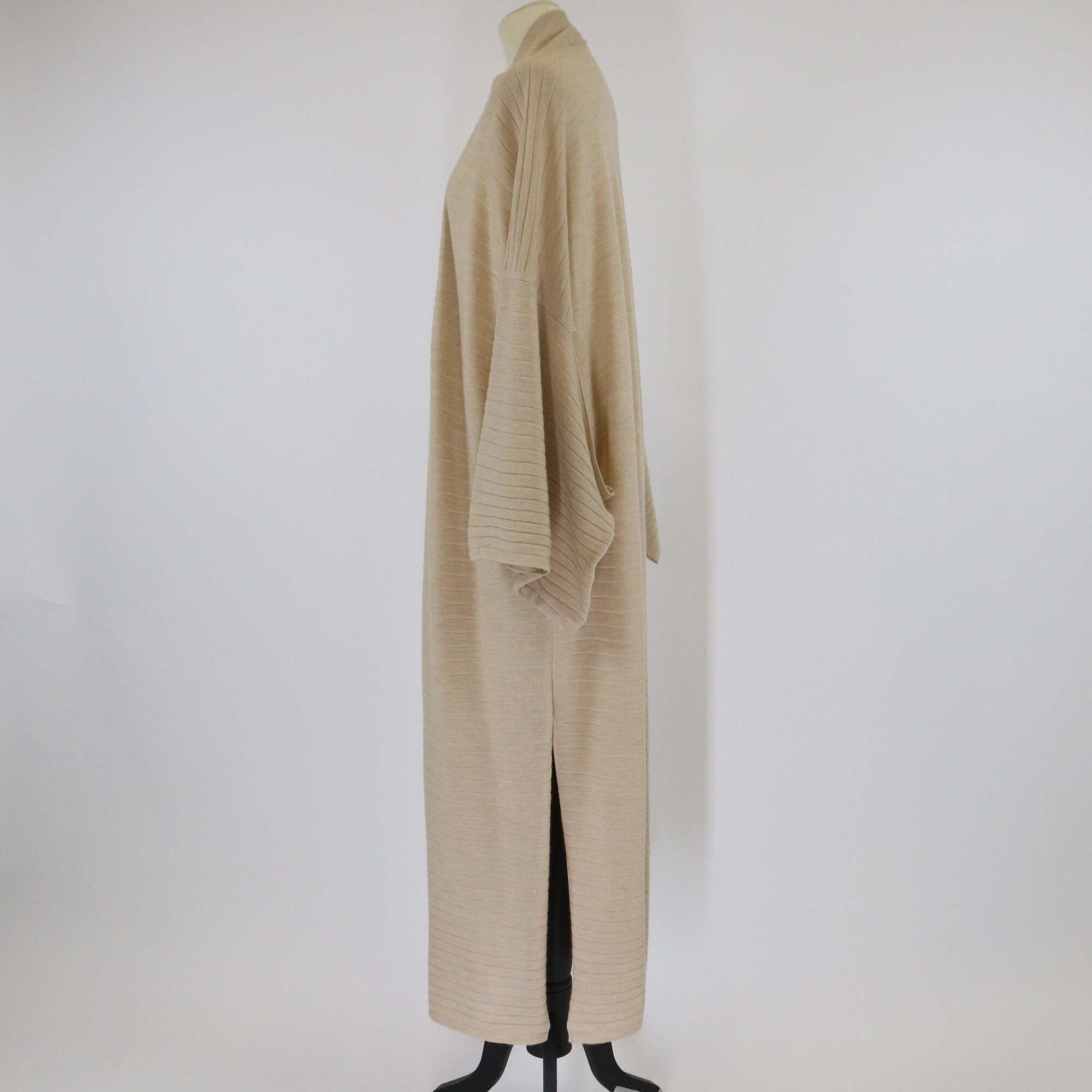 Loro Piana Beige Cashmere Blended Knit Raw Line Long Cardigan